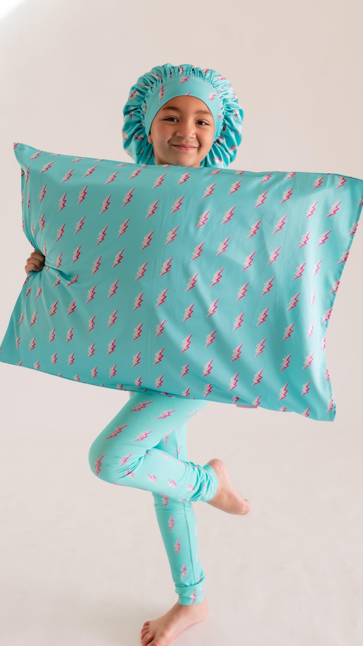 Satin Pillowcase in Neon Bolts