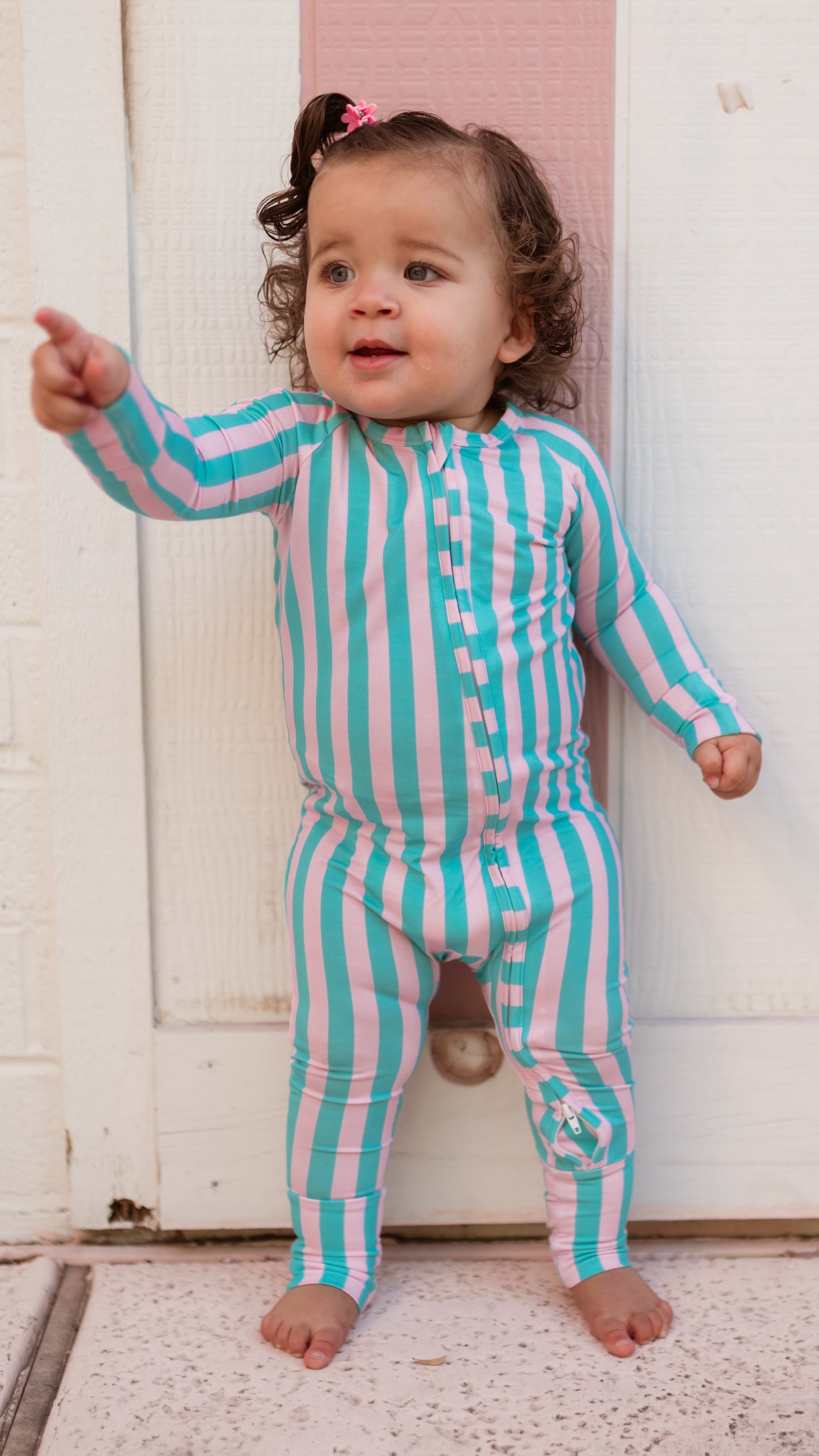 Infant Romper in Cotton Candy Stripes