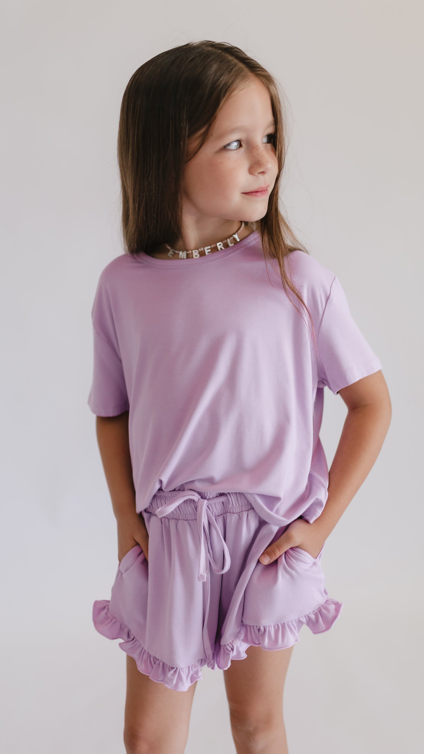 Girl's Ruffle Short Set in Orchid Bloom