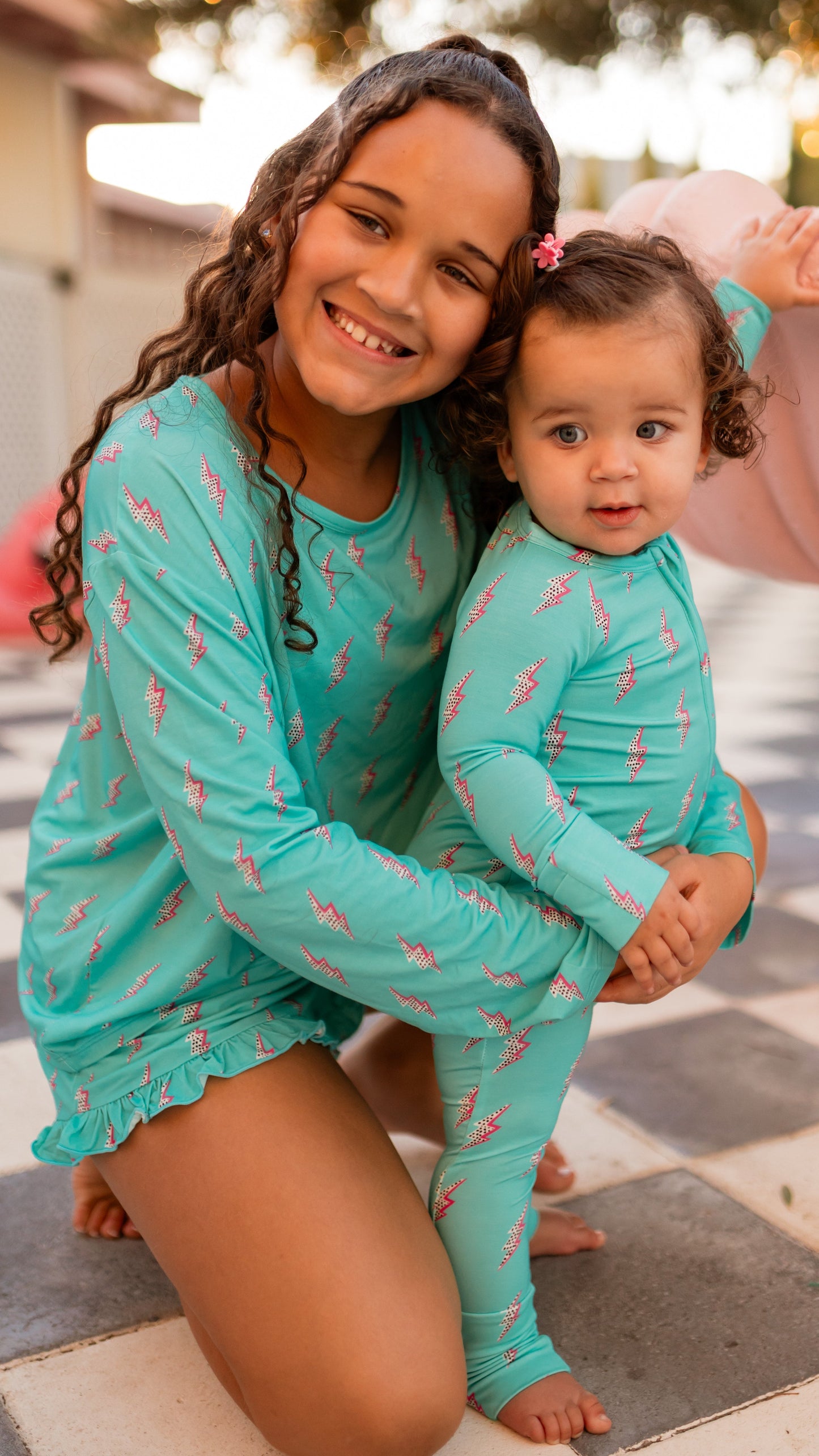 Infant Romper in Neon Bolts