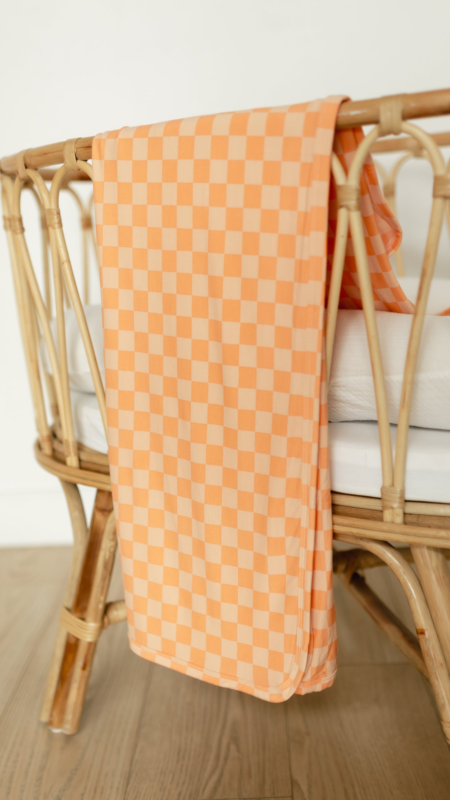 Infant Swaddle in Orange Checkered