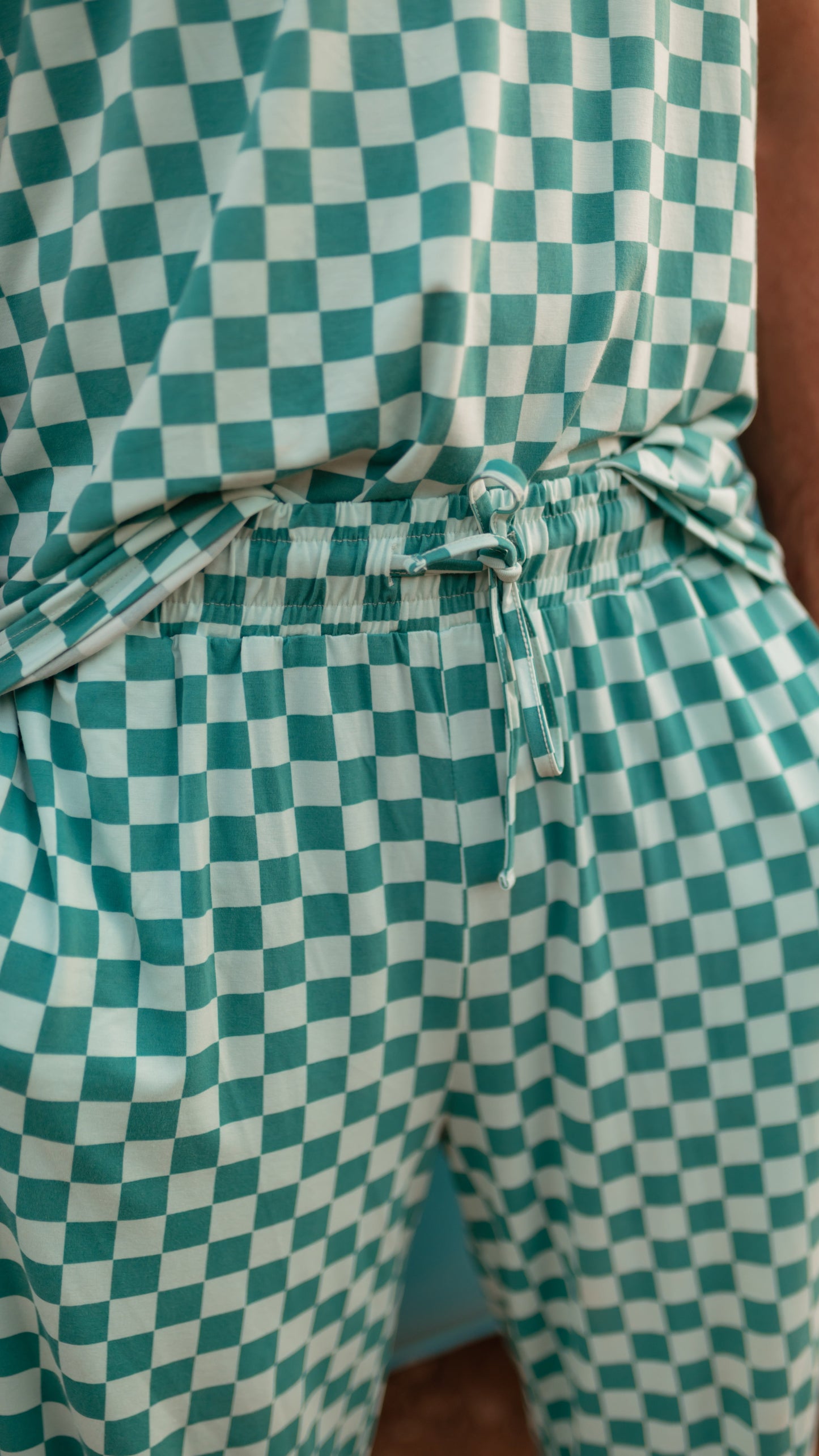 Adult Jogger Set In Teal and Blue Checkered