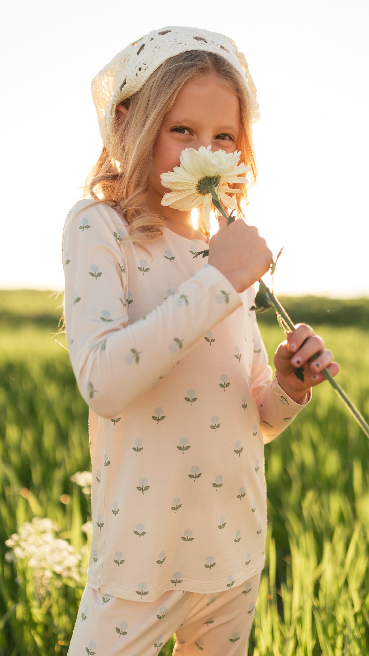 Youth Pajama Set in Hydrangea Dream