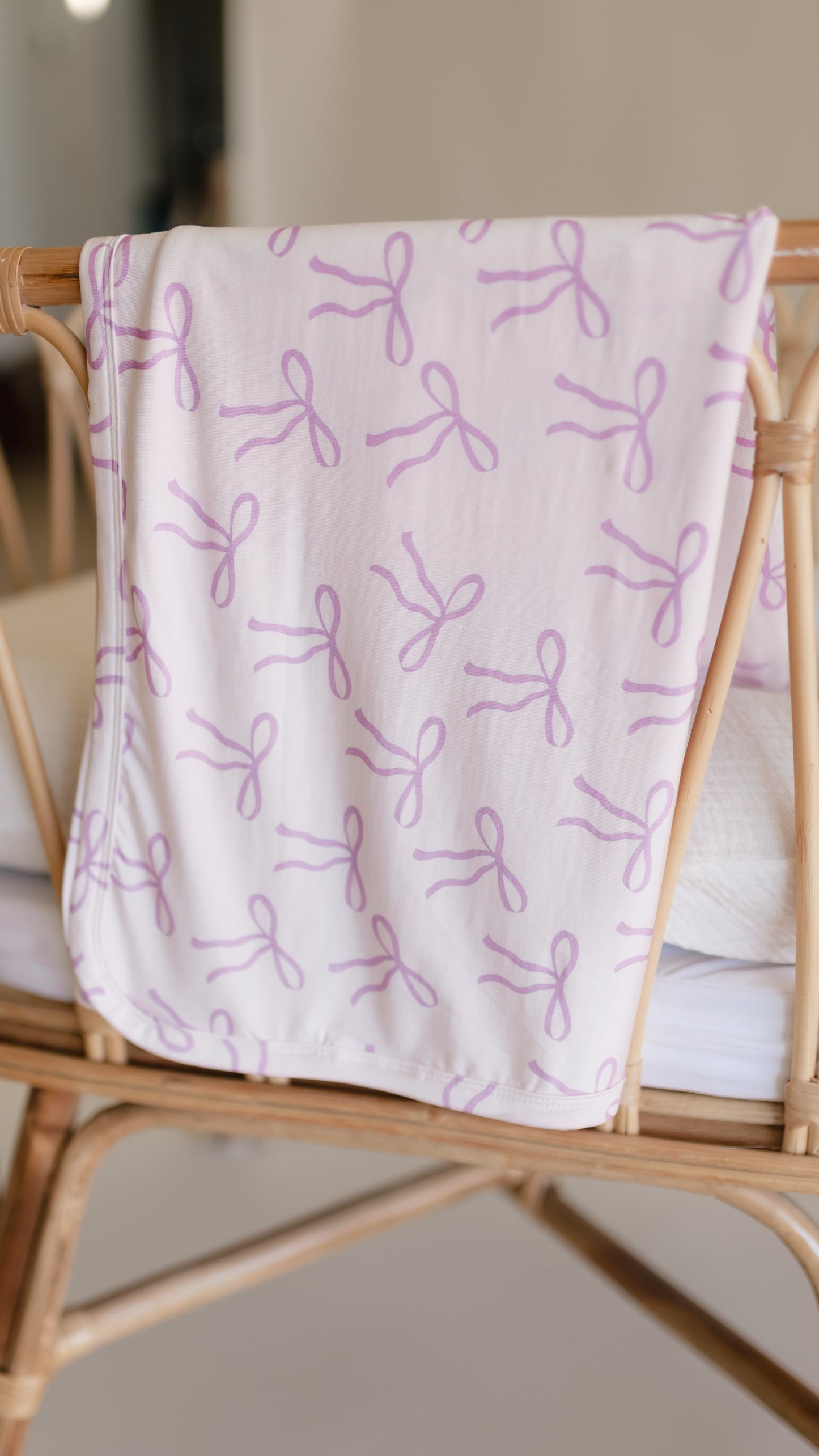 Infant Swaddle in Purple Bows
