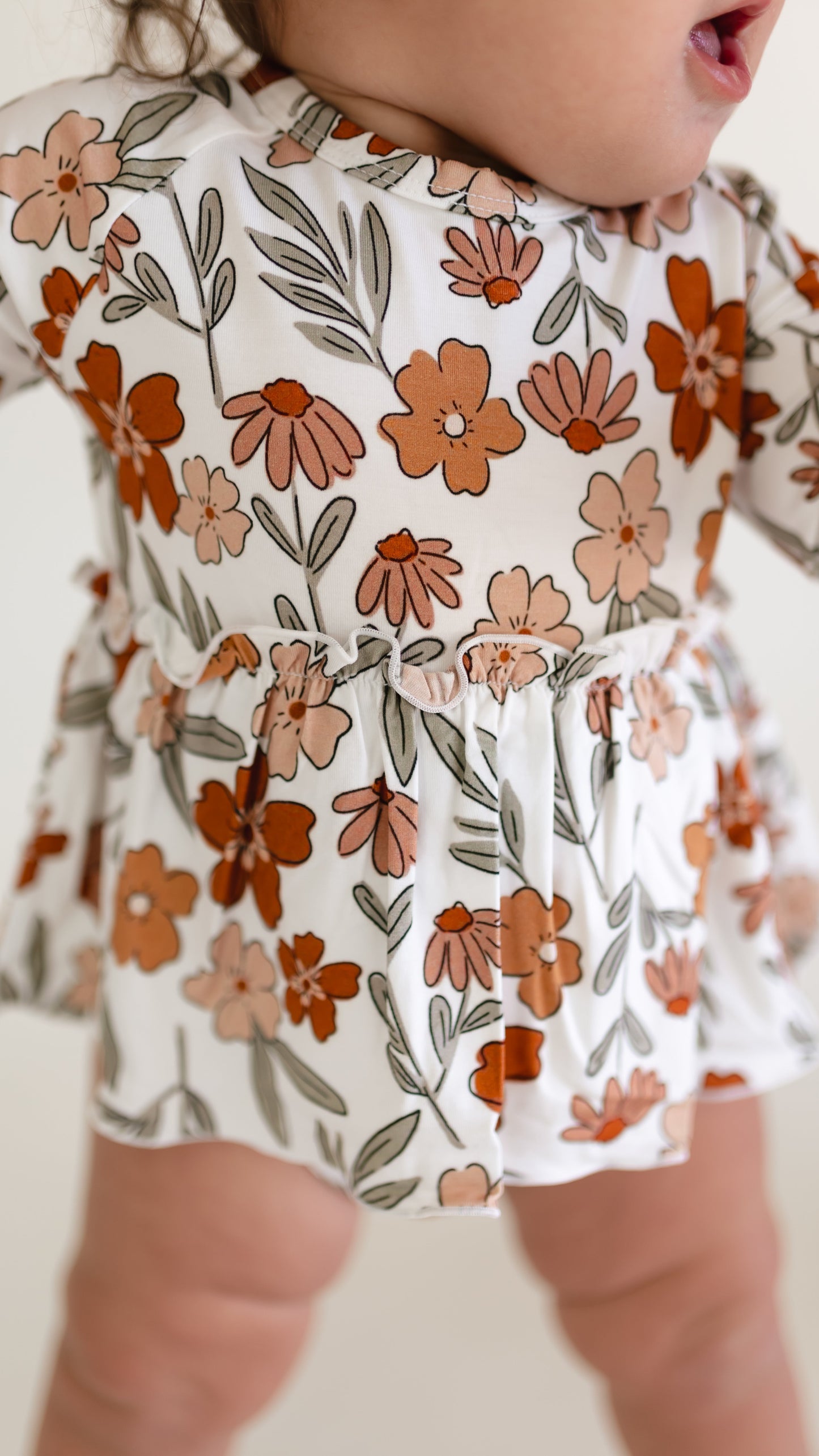 Infant Long Sleeve and Skirt Onesie in Wildflowers
