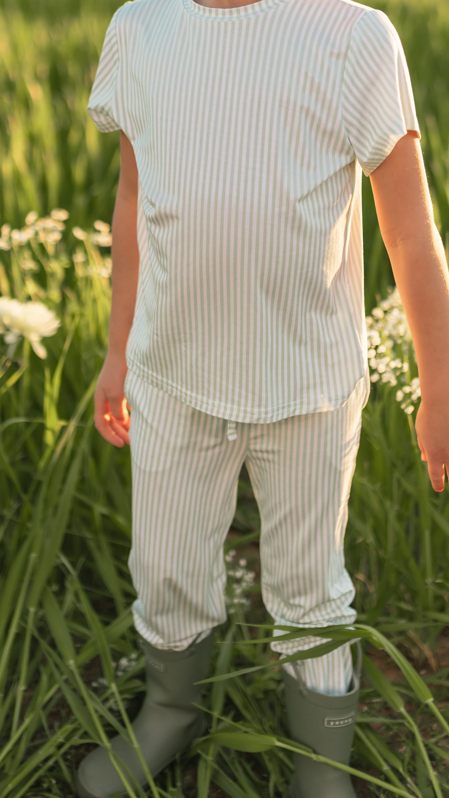 Youth Jogger Set In Meadow Bloom Pin Stripes