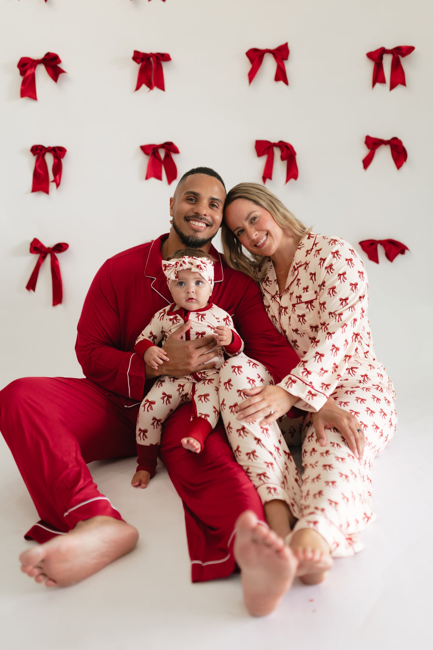 Women's Button Up Set In Christmas Bows