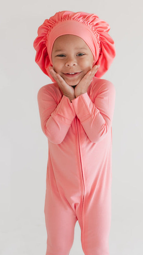 Kids Satin Bonnet in Bubblegum