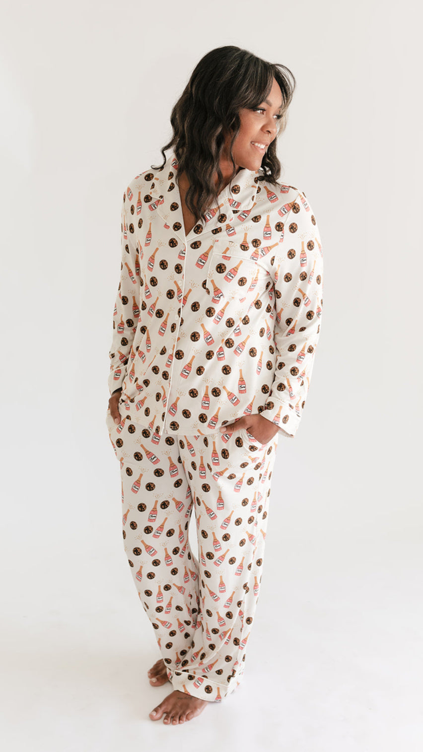 Women's Button Up Set In Sparkle & Sip