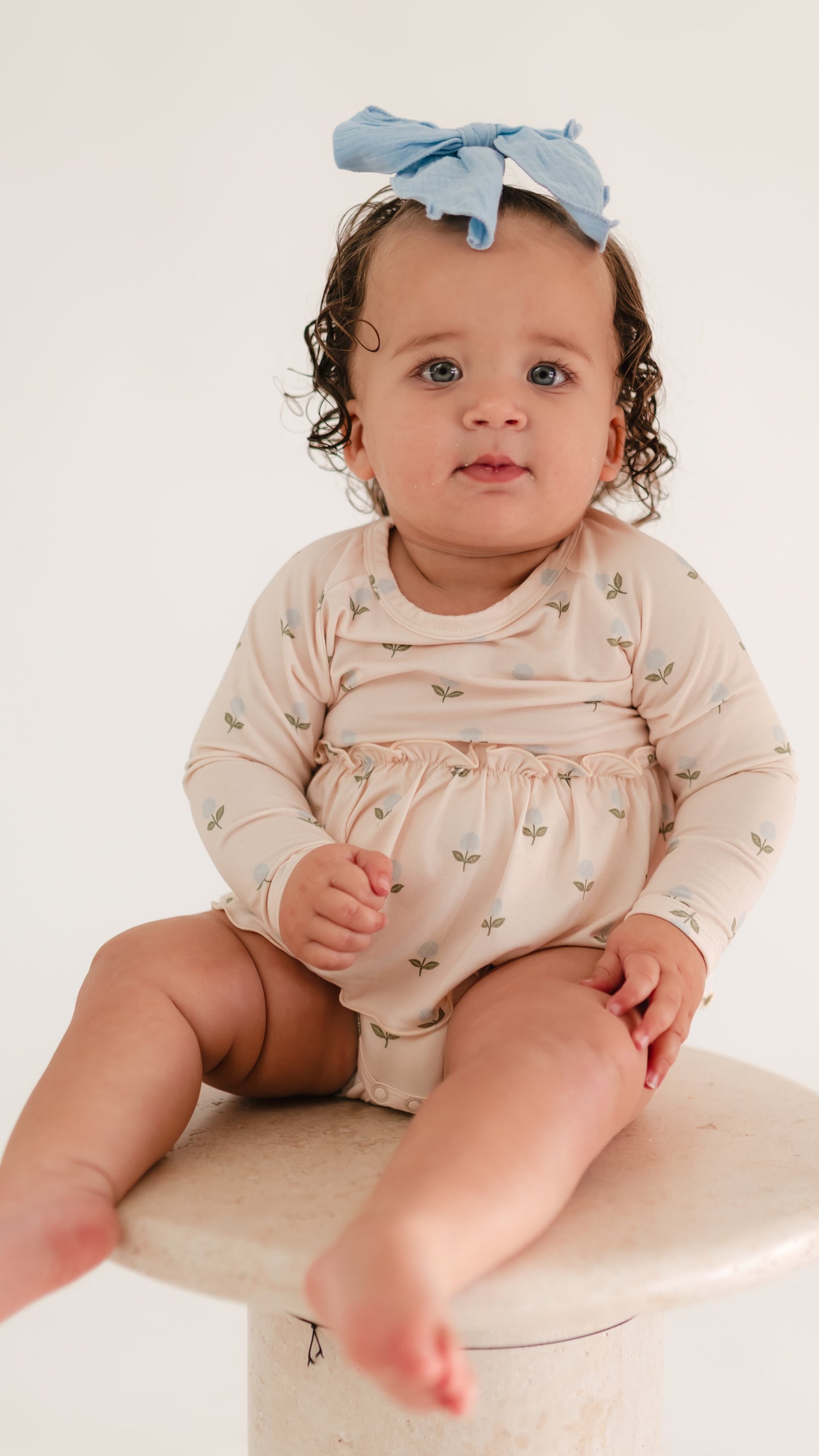 Infant Long Sleeve and Skirt Onesie in Hydrangea Dream