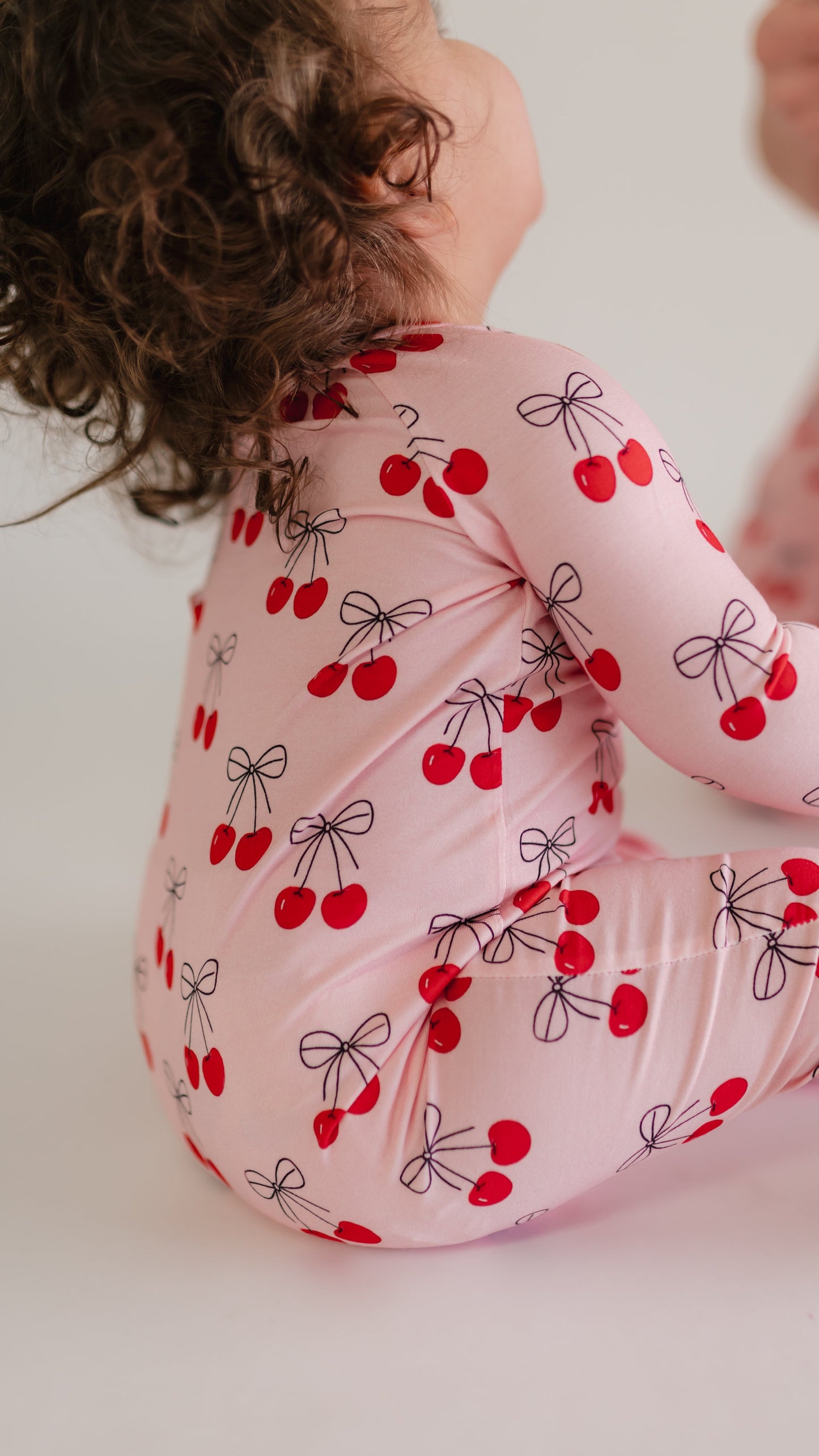 Infant Romper in Pink Cherry Bows