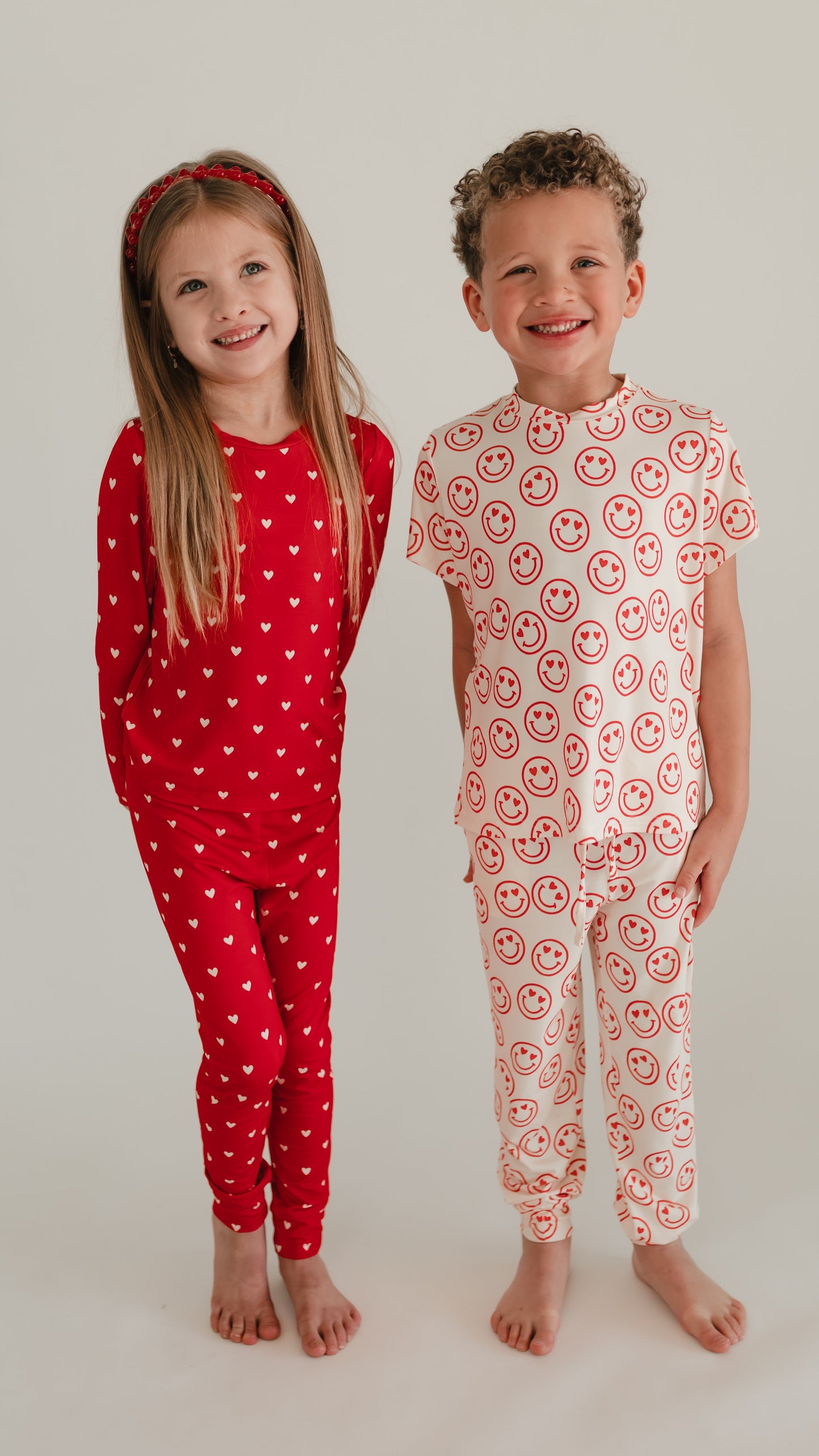 Youth Pajama Set in Valentine Hearts