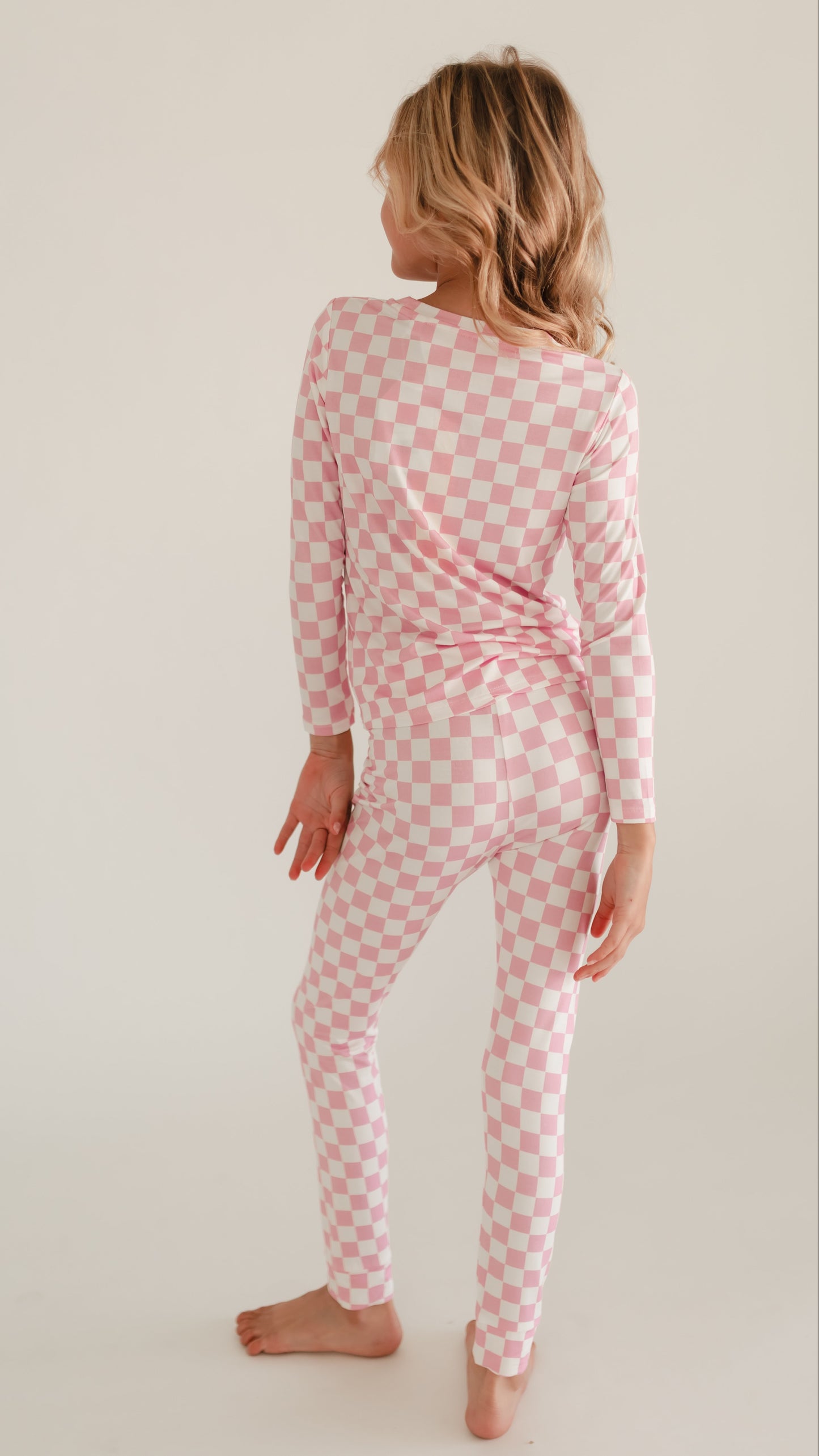 Youth Pajama Set in Pink Checkered