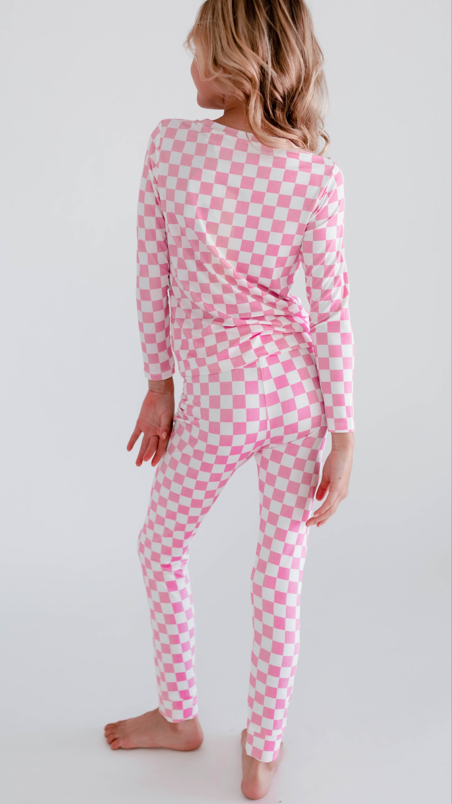 Youth Pajama Set in Pink Checkered