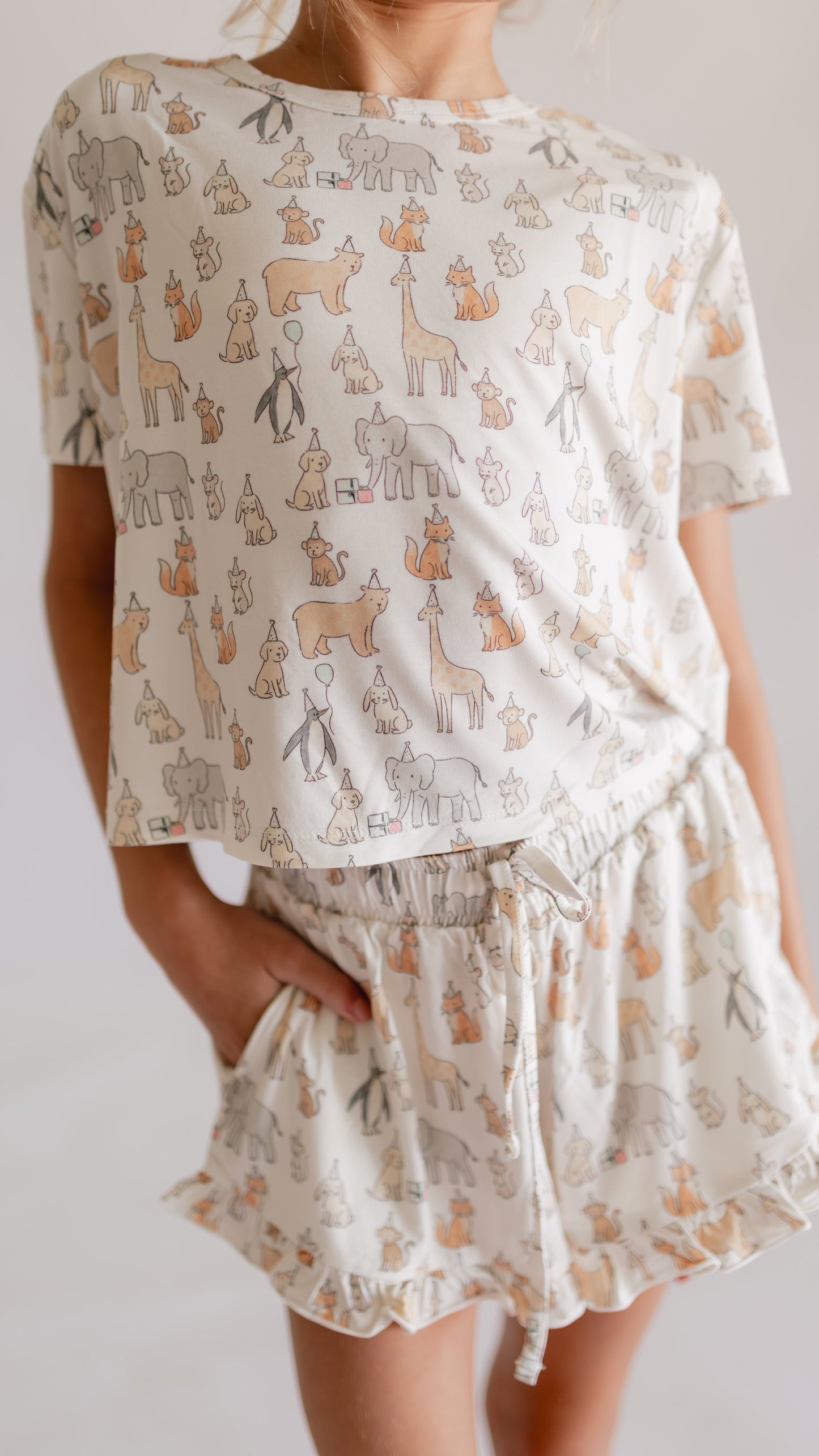Girl's Ruffle Set in Party Animals