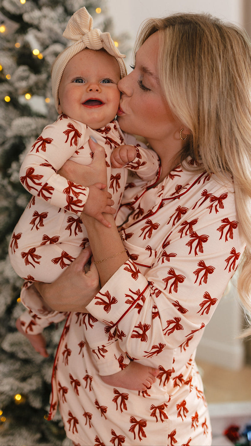 Infant Romper in Christmas Bows