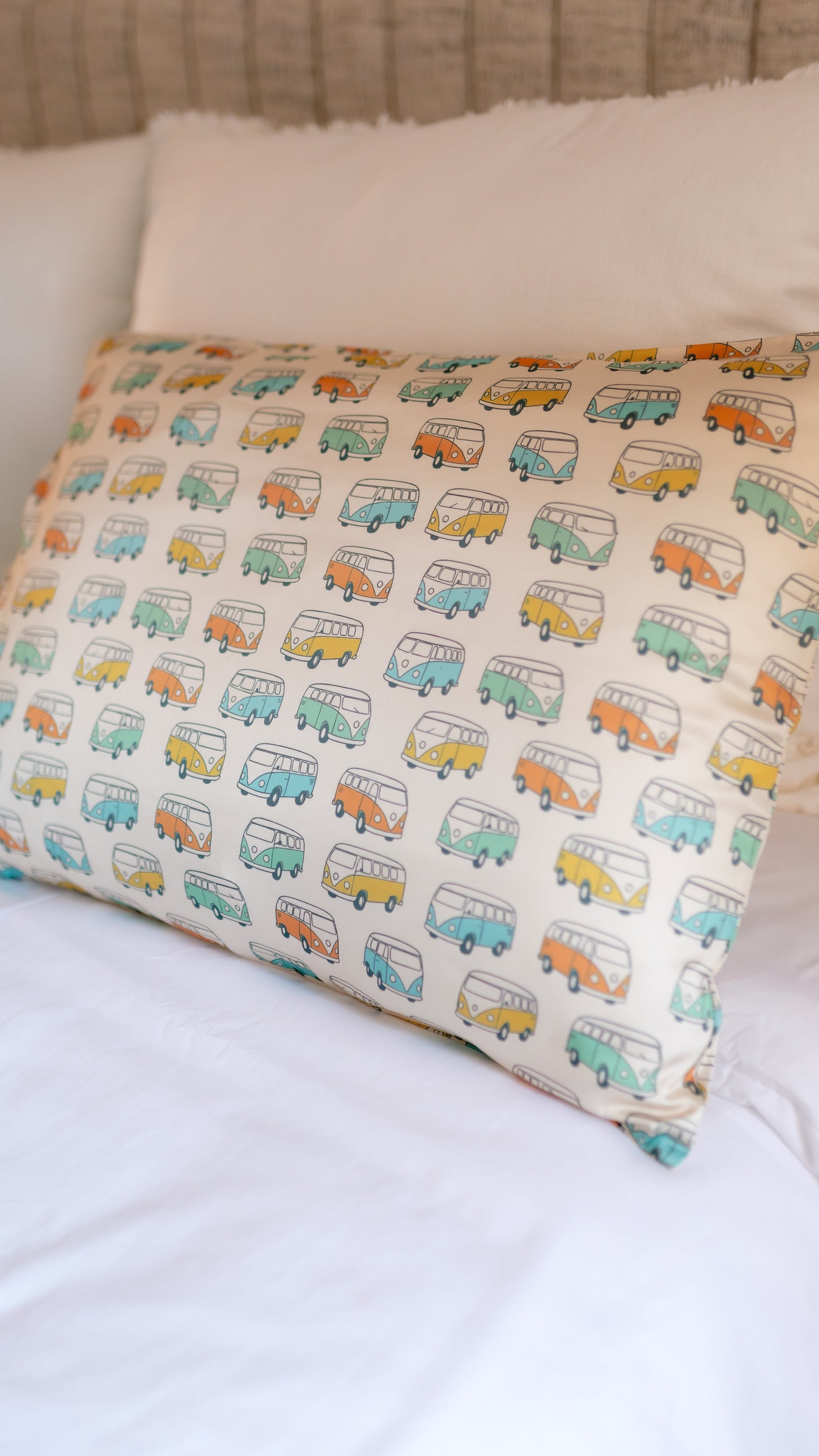 Satin Pillowcase in Groovy Bus