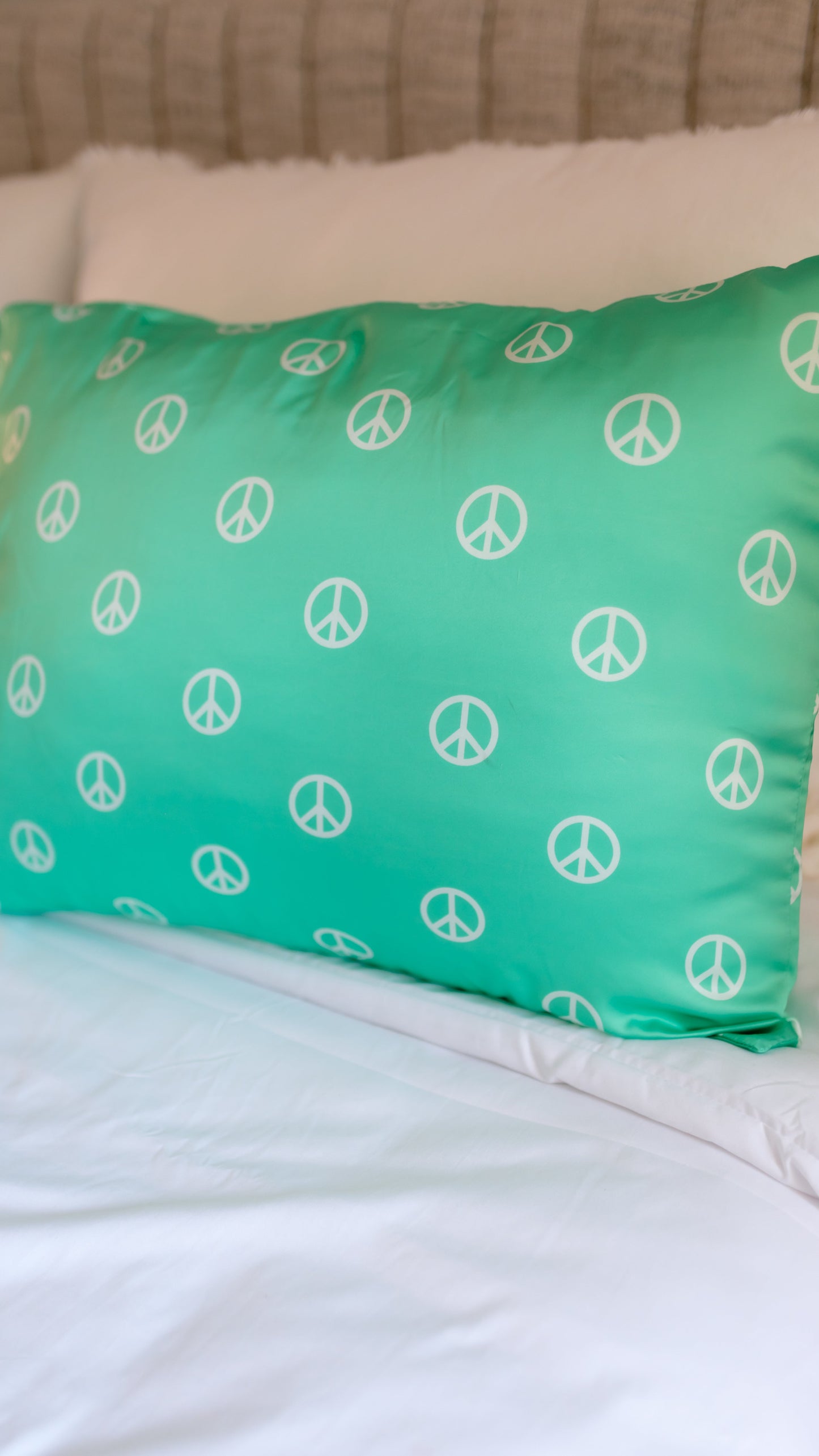 Satin Pillowcase in Groovy Peace Signs