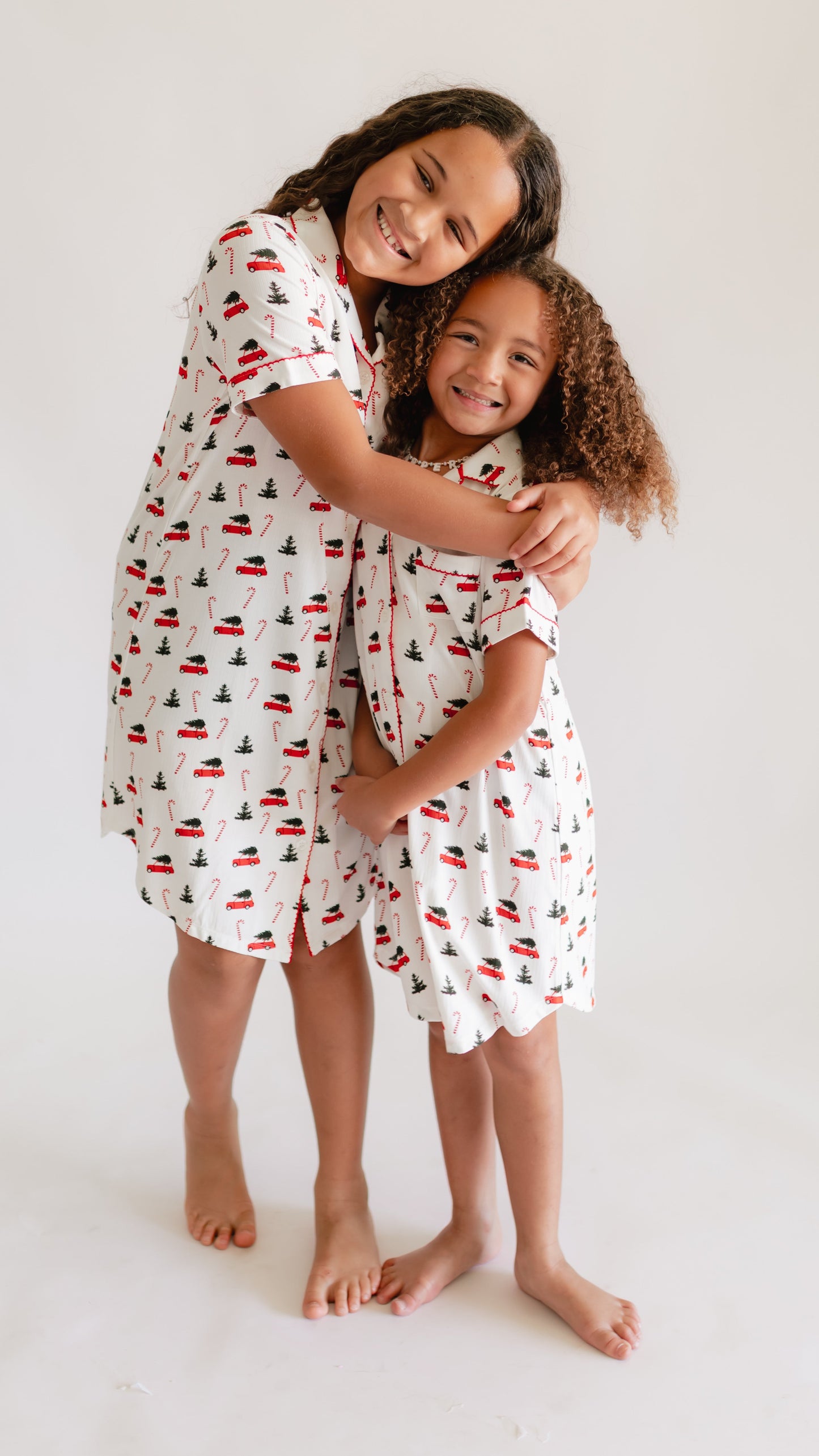 Girl's Button Down Ribbed Dress in Candy Cane Lane