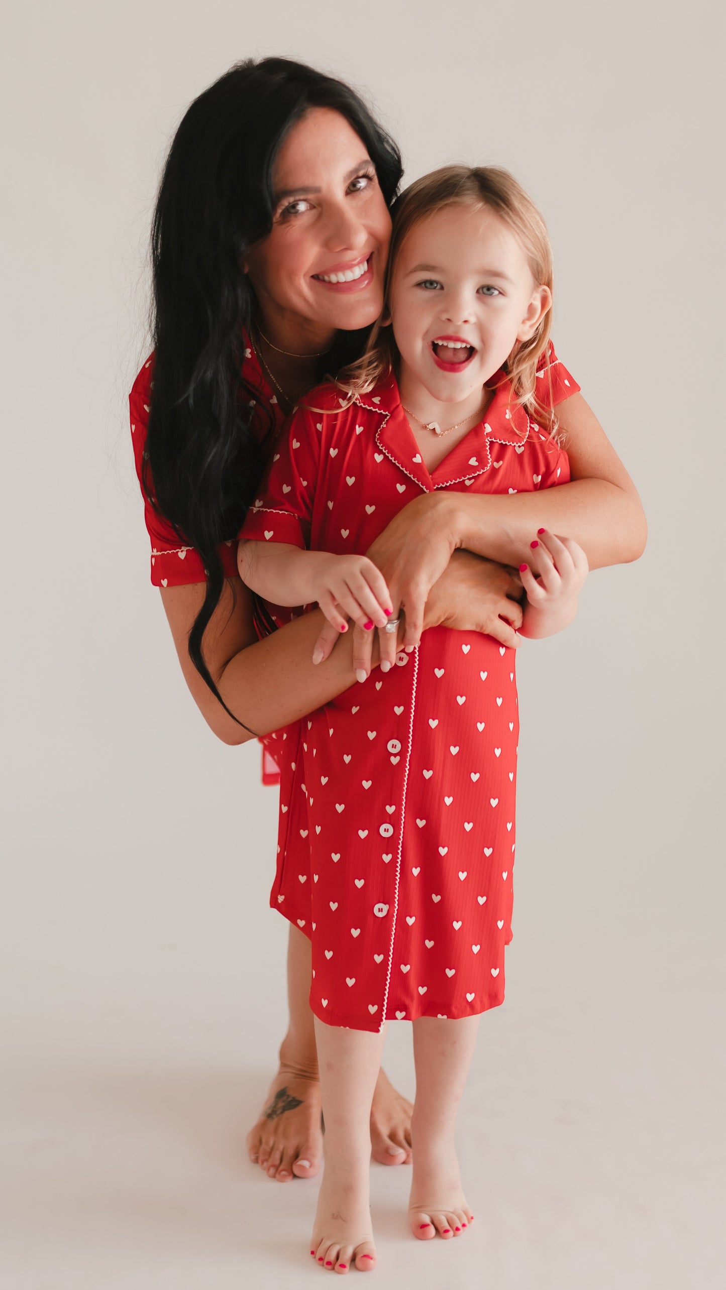 Women's Ribbed Button Down Dress In Valentine Hearts