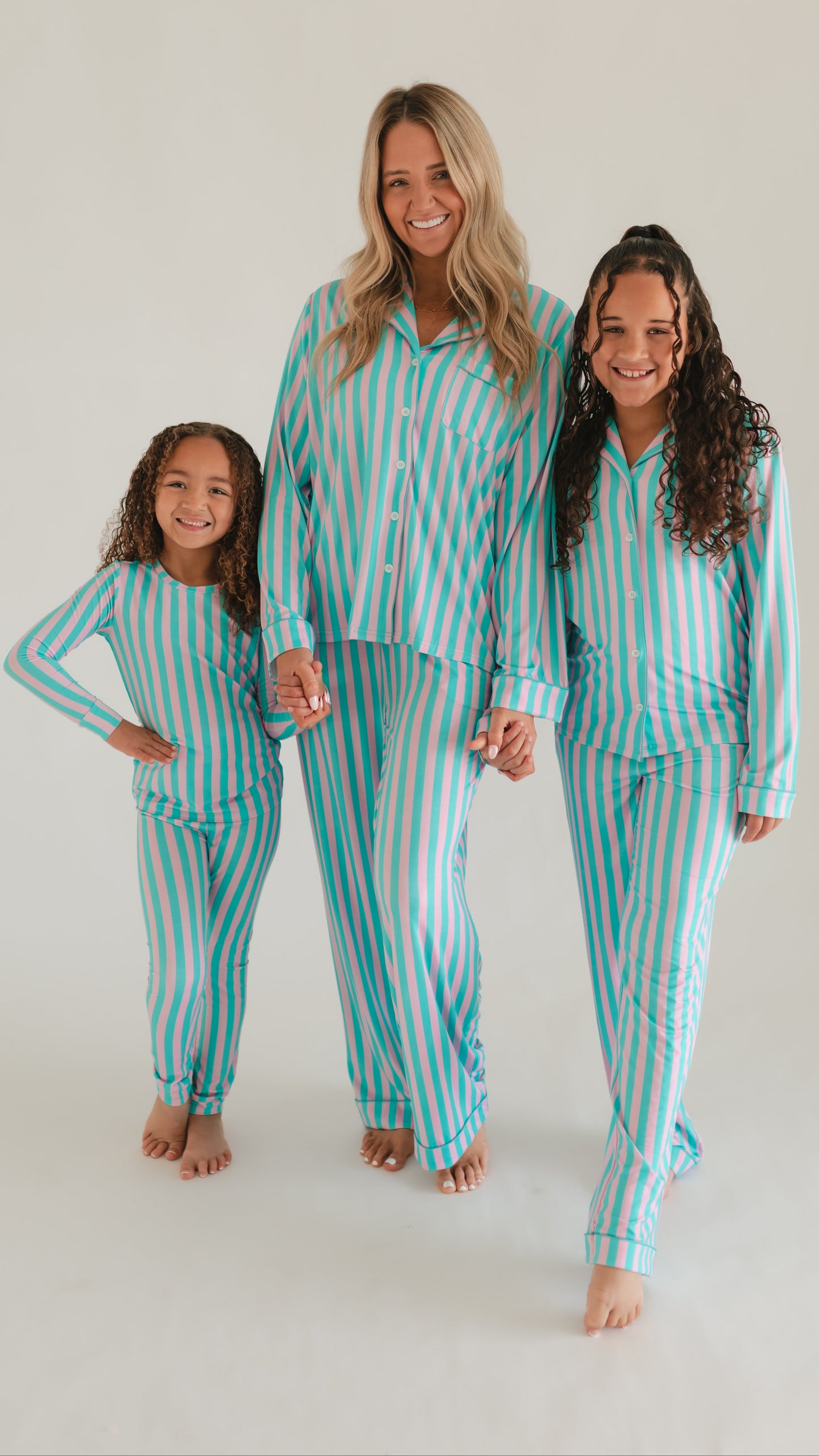 Youth Pajama Set in Cotton Candy Stripes