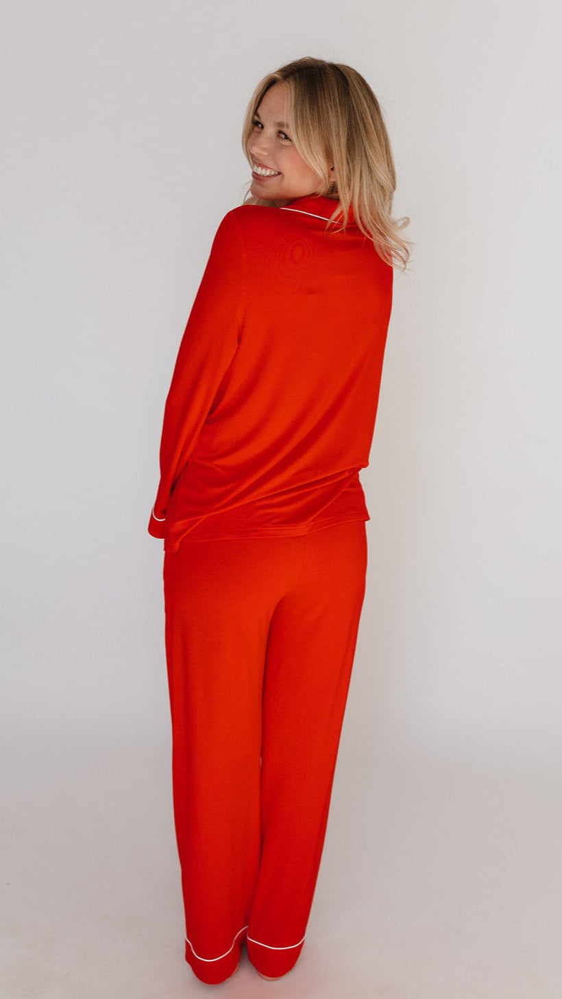 Women's Button Up Set In Red