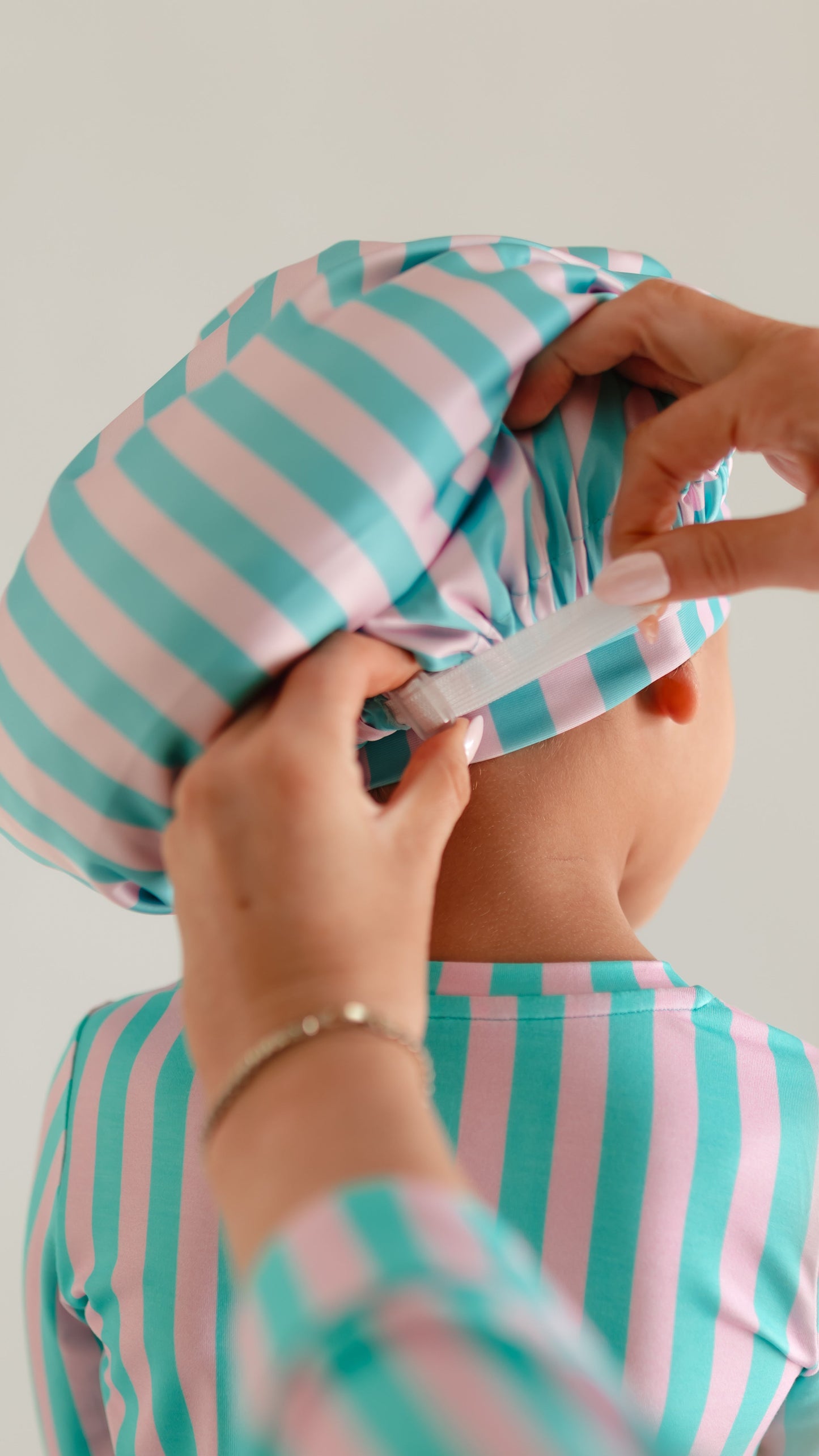 Kid's Satin Bonnet in Cotton Candy Stripes