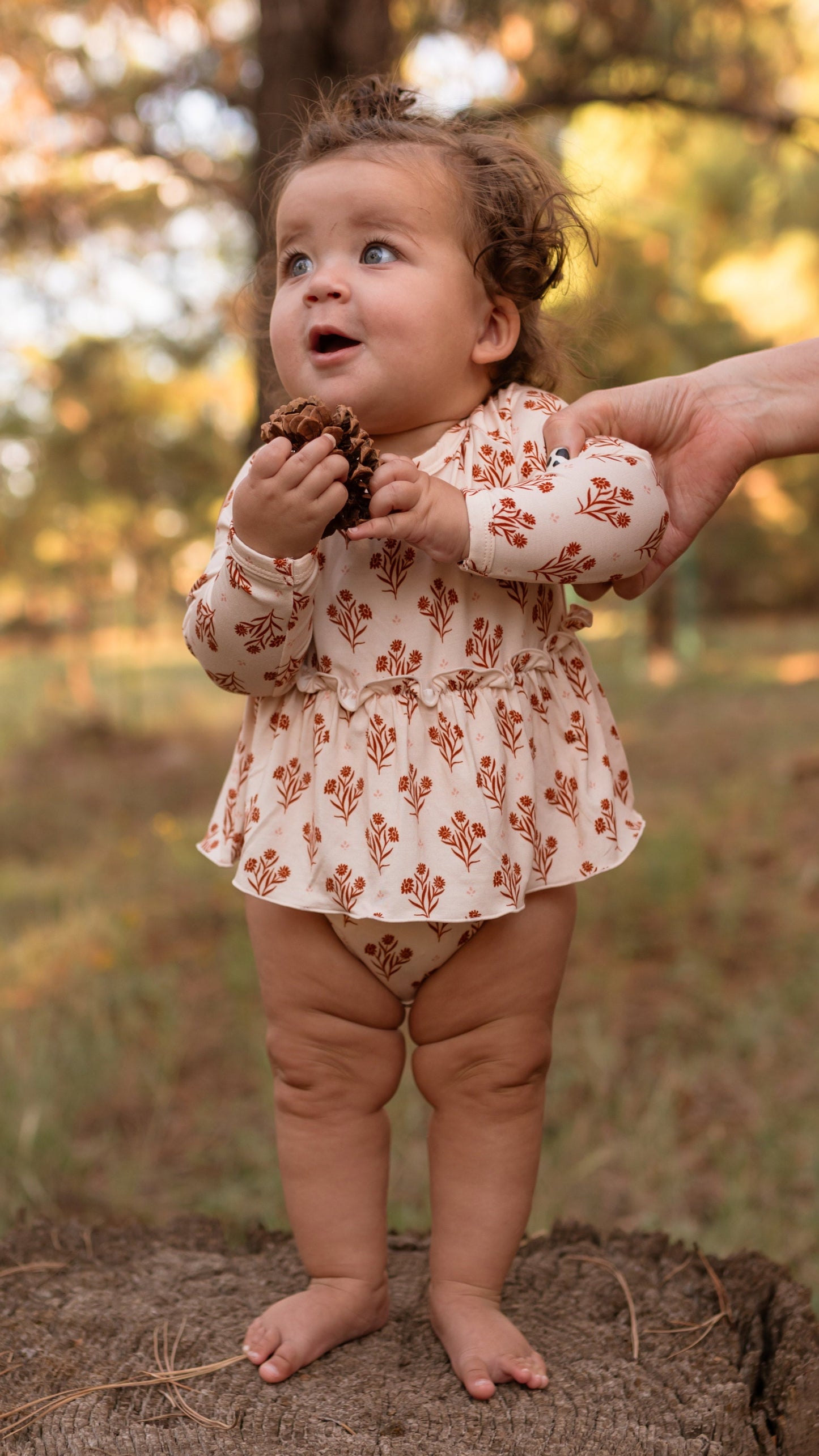 Infant Long Sleeve and Skirt Onesie in Fall Floral