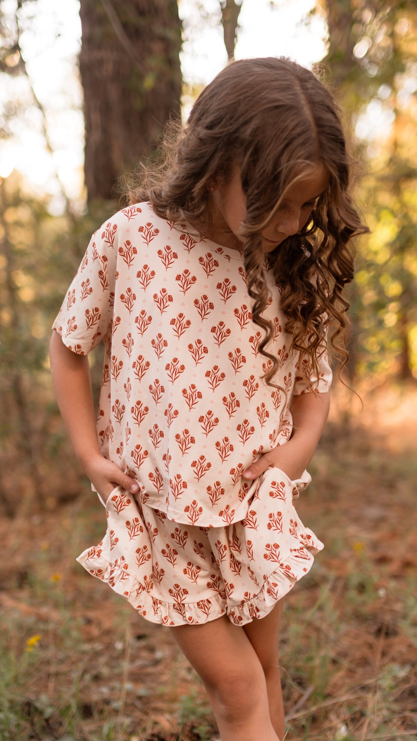 Girl's Ruffle Set in Fall Floral
