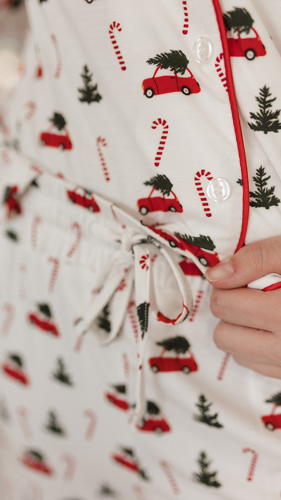 Women's Button Up Set In Candy Cane Lane