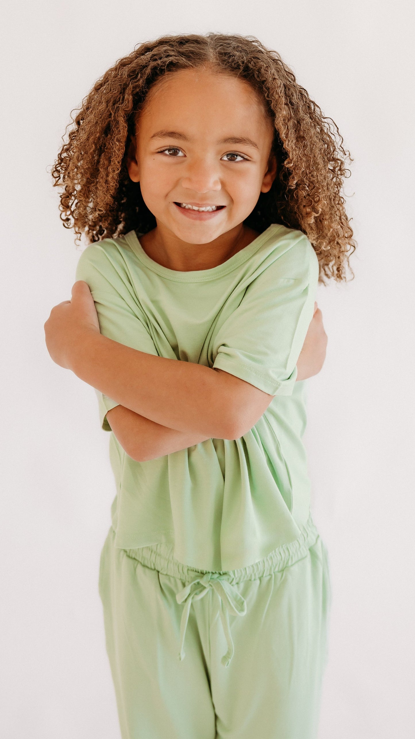 Girls T-shirt Set in Sage Green