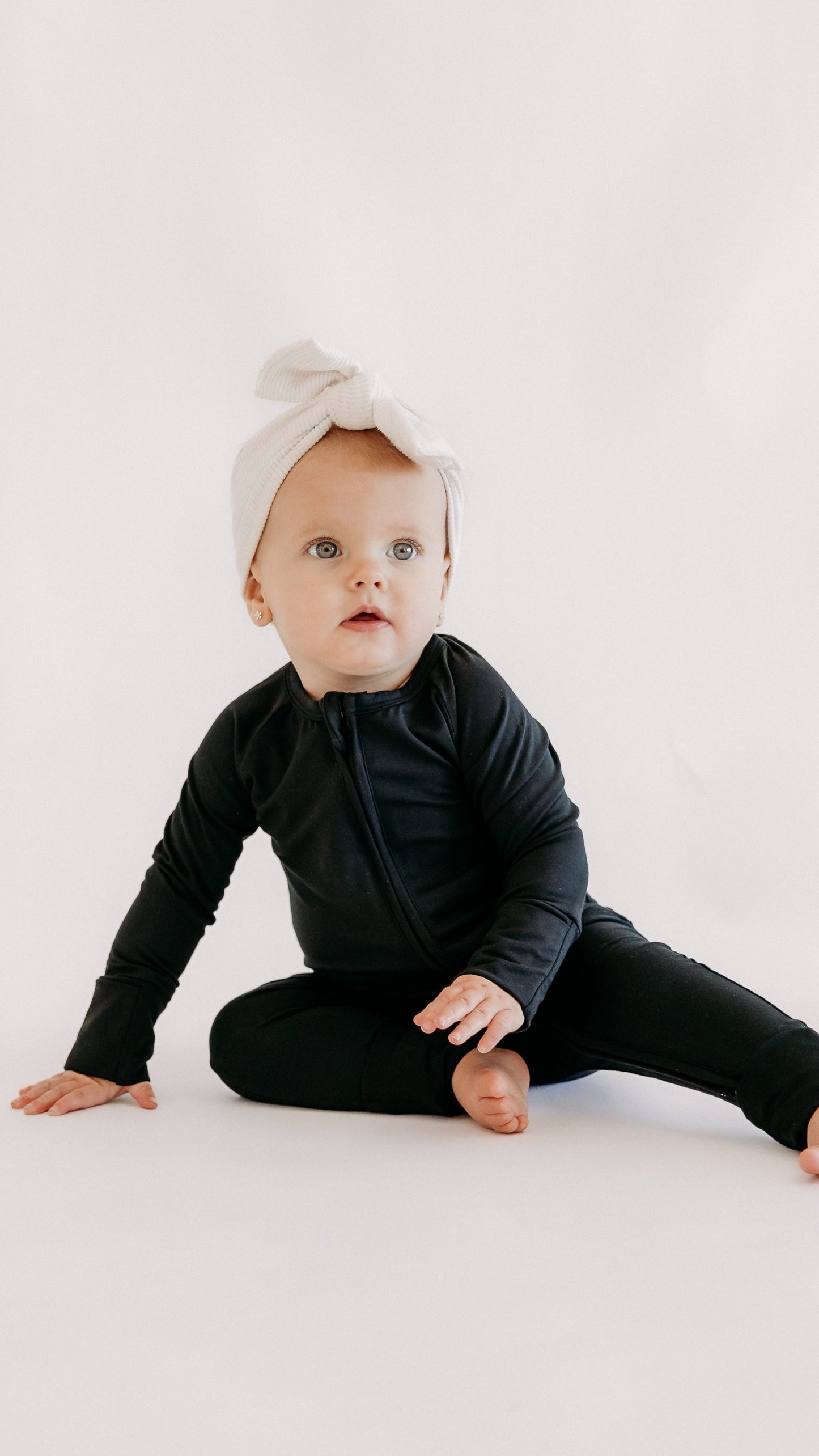 Infant Romper in Solid Black