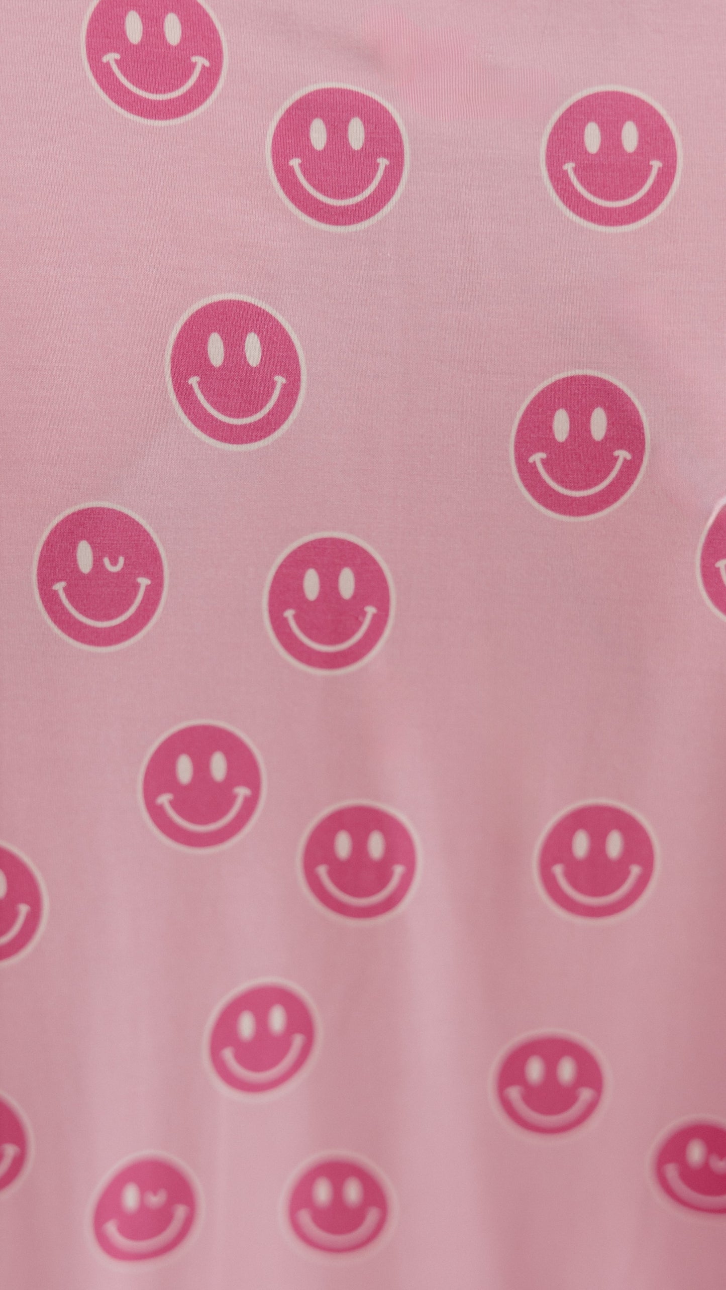 Womens Ruffle Short Set in Pink Smileys