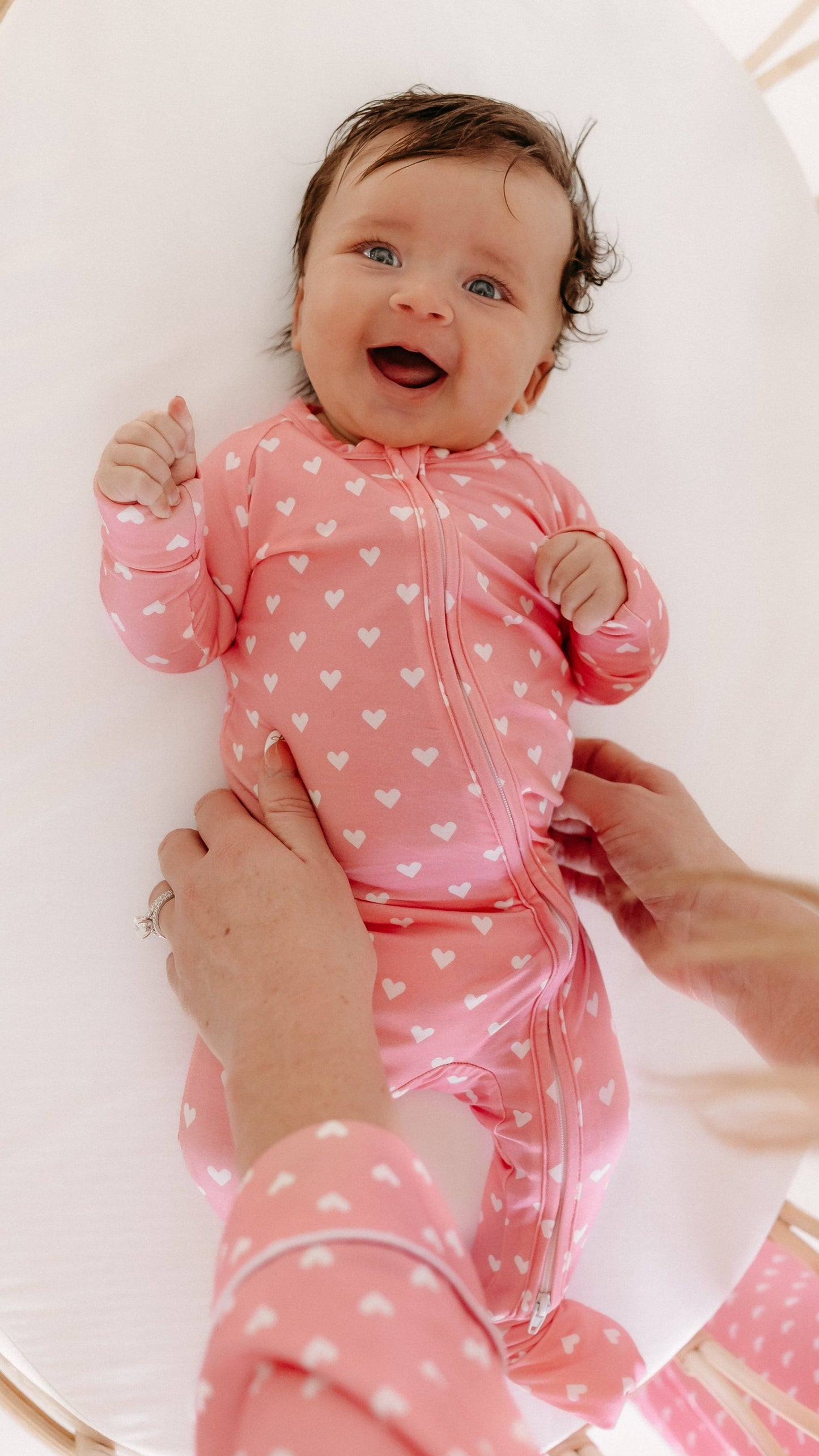 Infant Romper in Pink Hearts