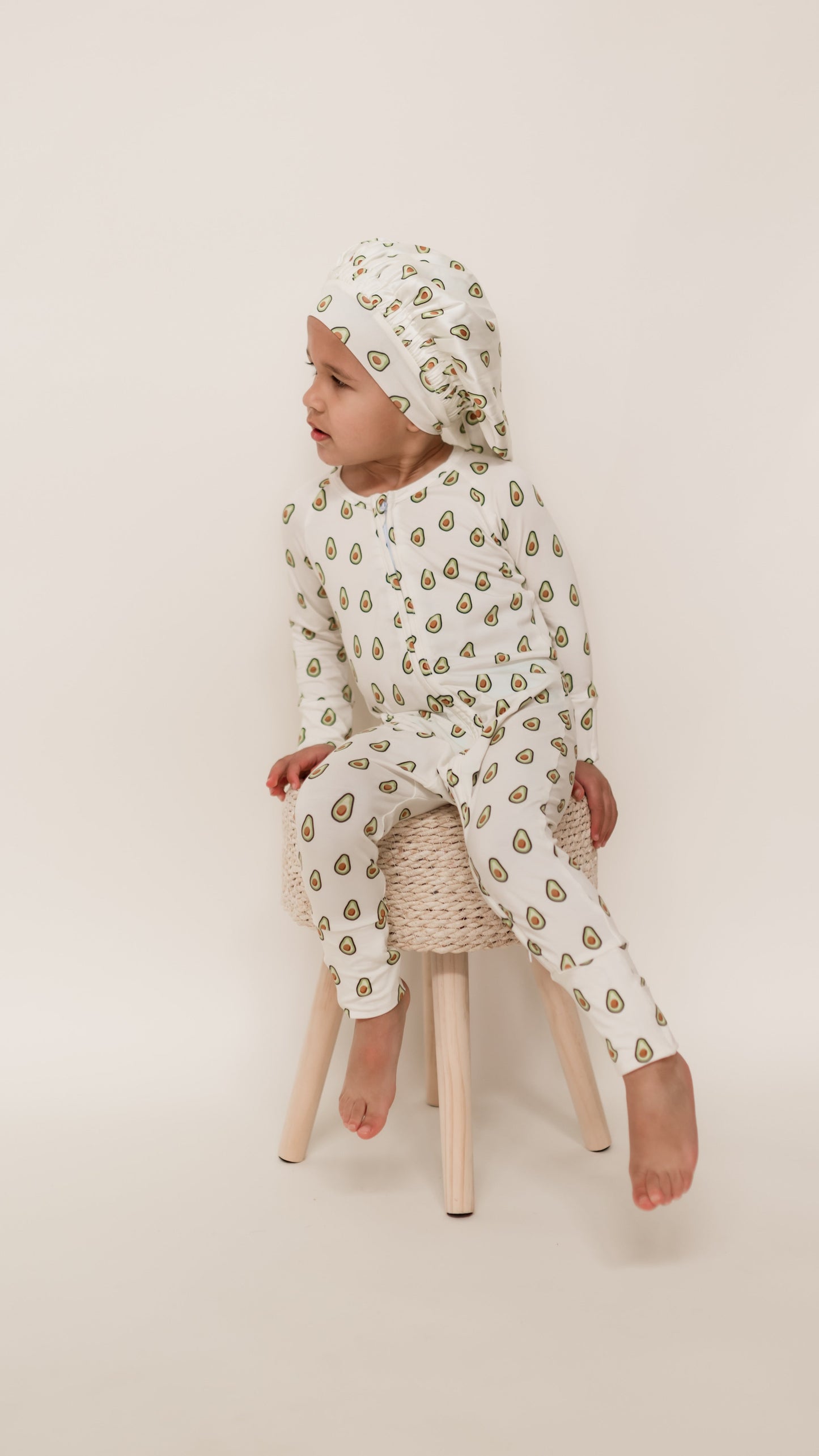 Kids Satin Bonnet in Avocado