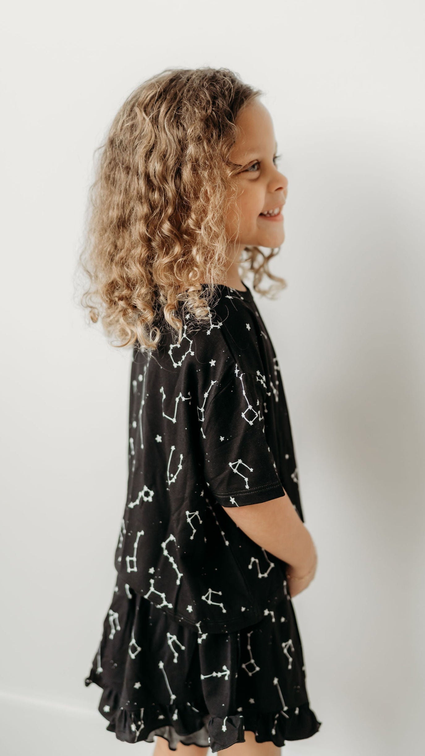 Girls Ruffle Short Set in Constellations