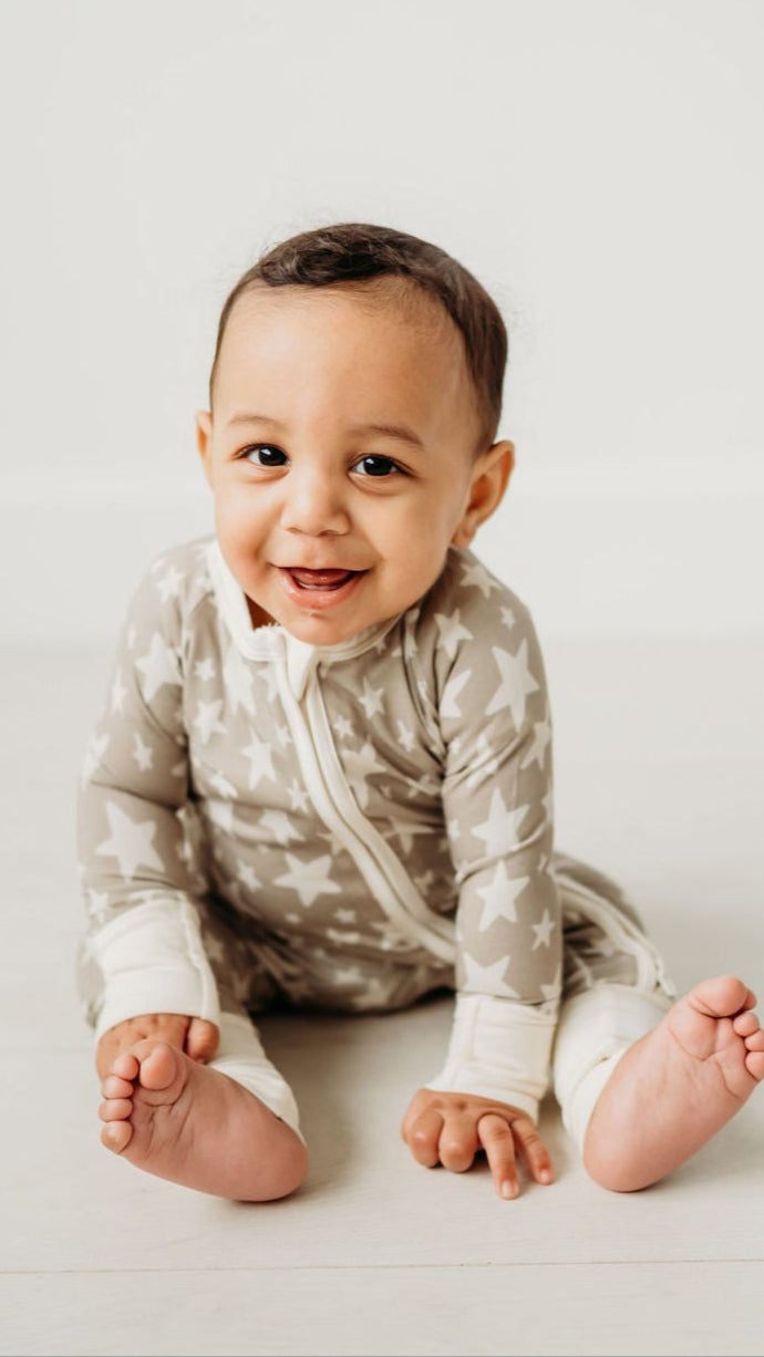 Infant Romper in Green Stars