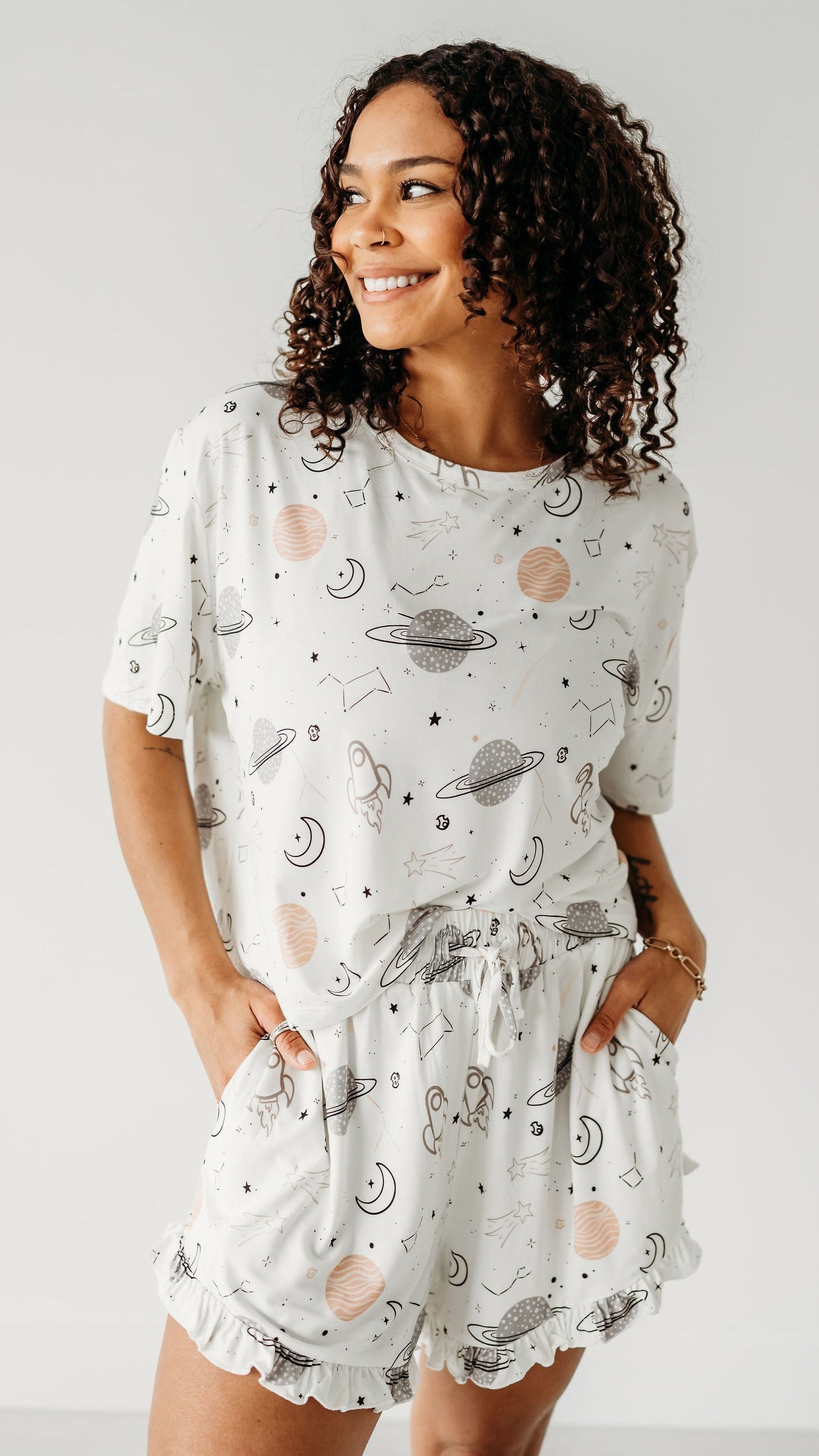 Women's Ruffle Short Set in Galaxy