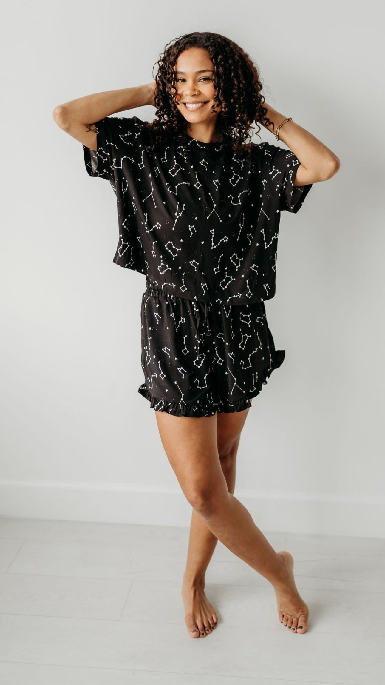 Women's Ruffle Short Set in Constellations