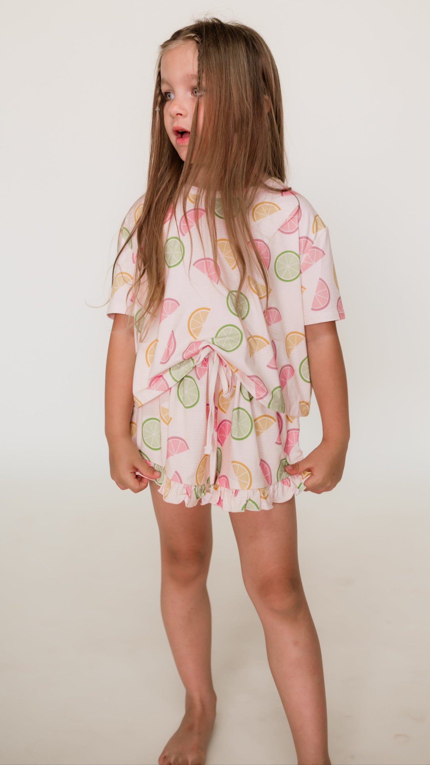 Girls Ruffle Set in Mixed Fruit