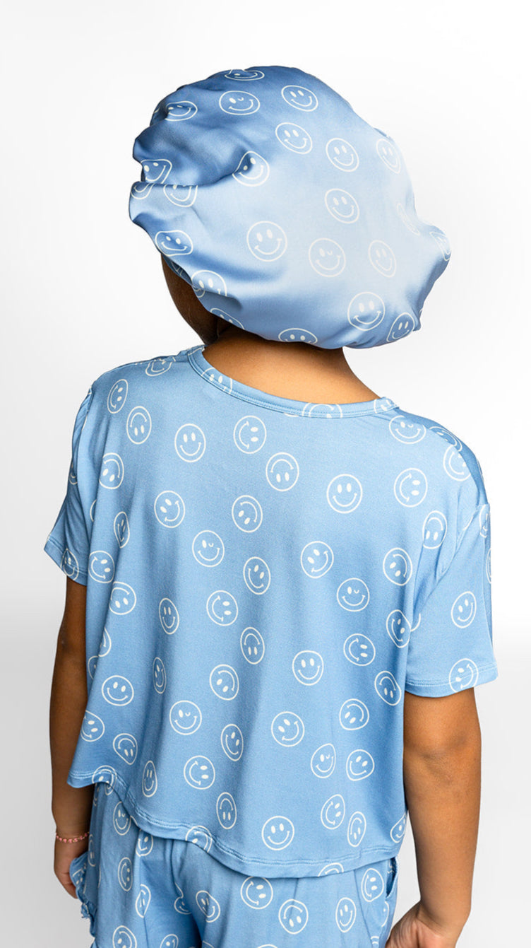 Kids Satin Bonnet in Smileys