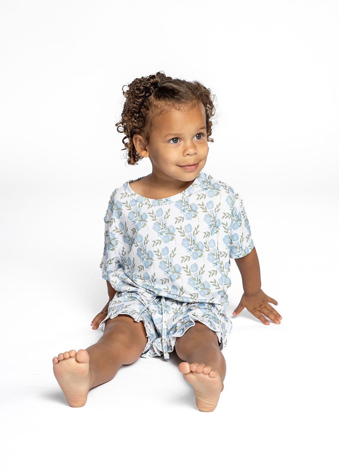 Girls Ruffle Set in Blue Floral