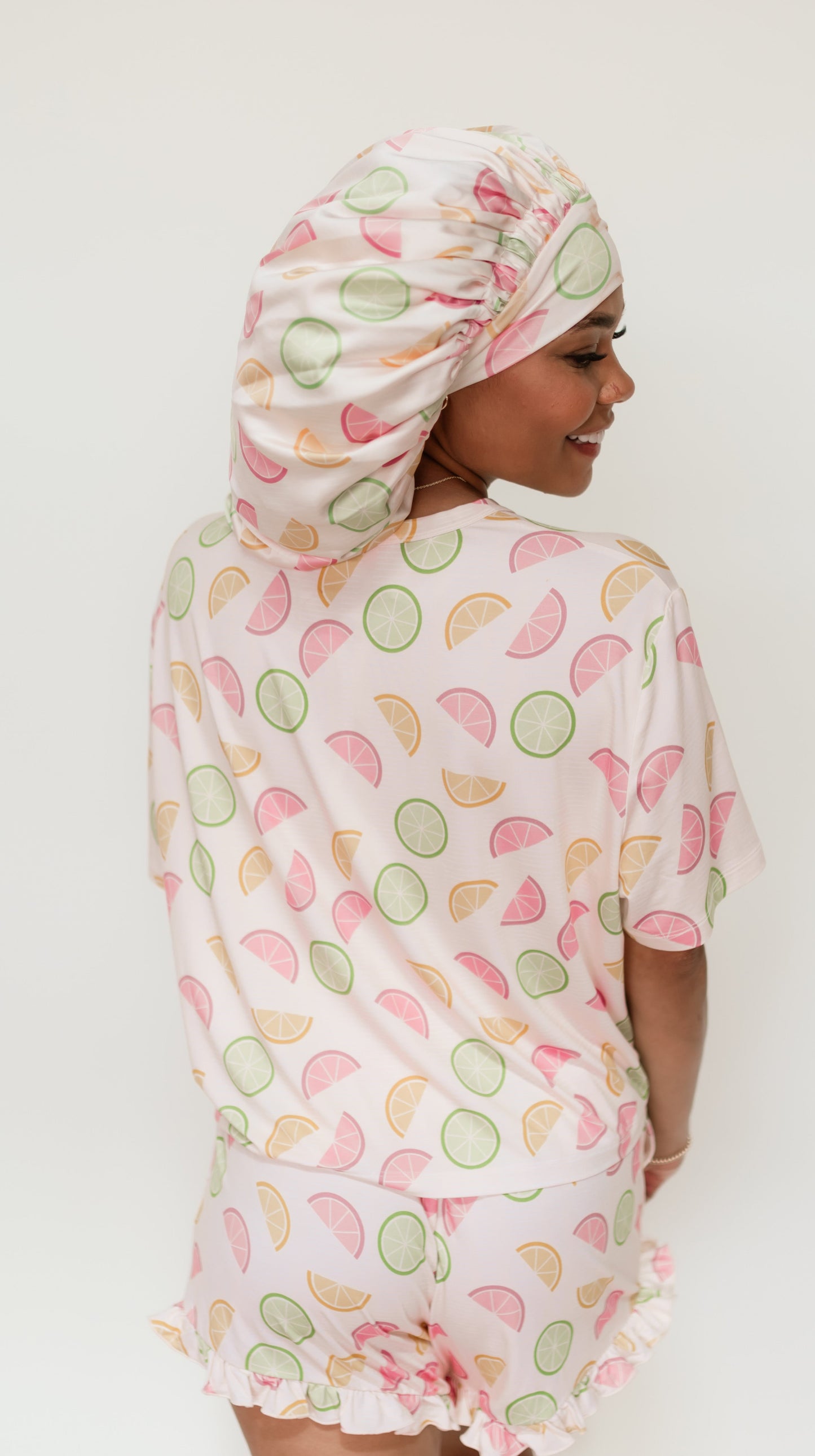 Adult Satin Bonnet in Mixed Fruit