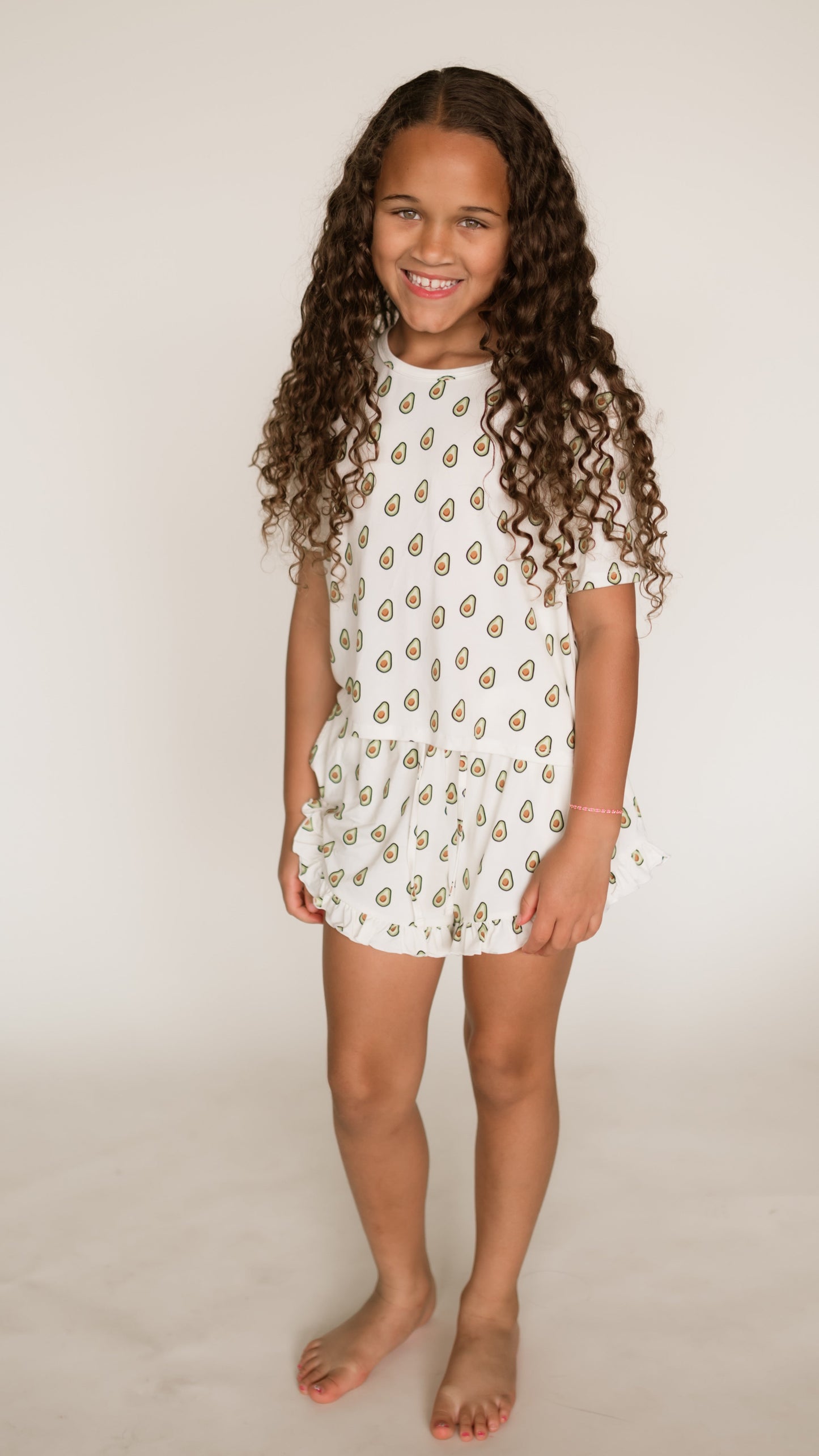 Girls Ruffle Set in Avocado