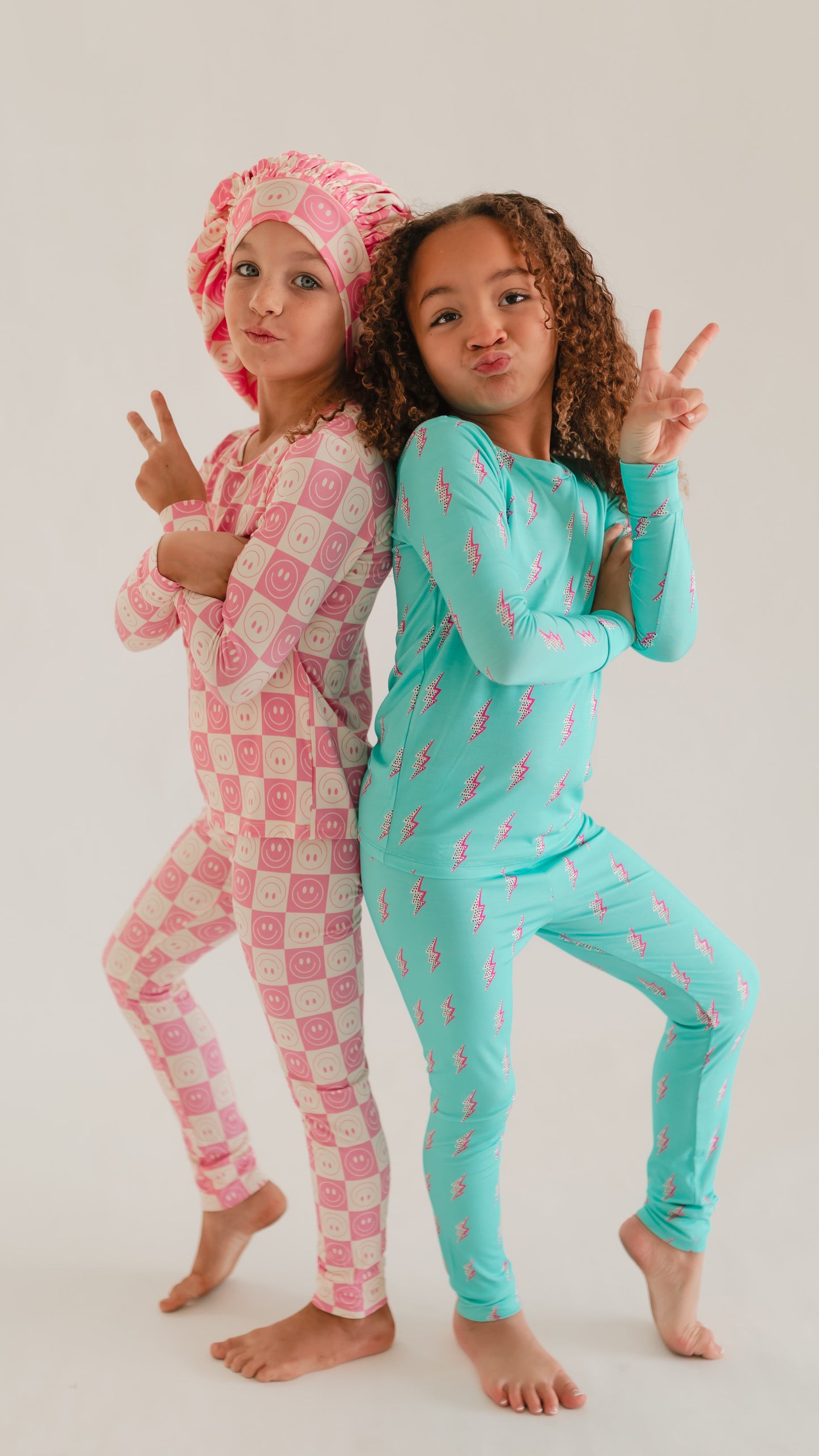 Youth Pajama Set in Checkered Smileys