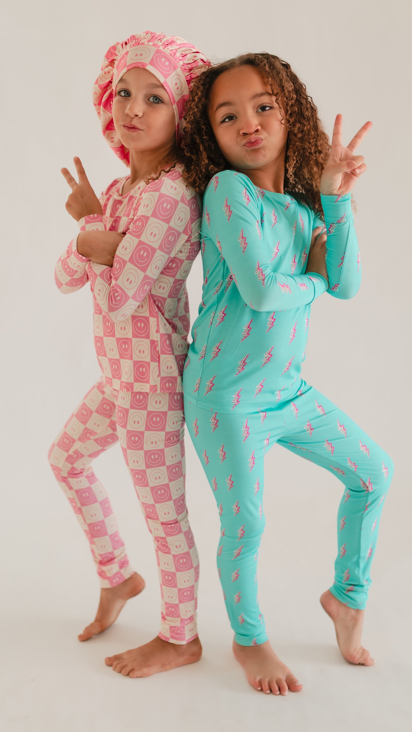Youth Pajama Set in Neon Bolts