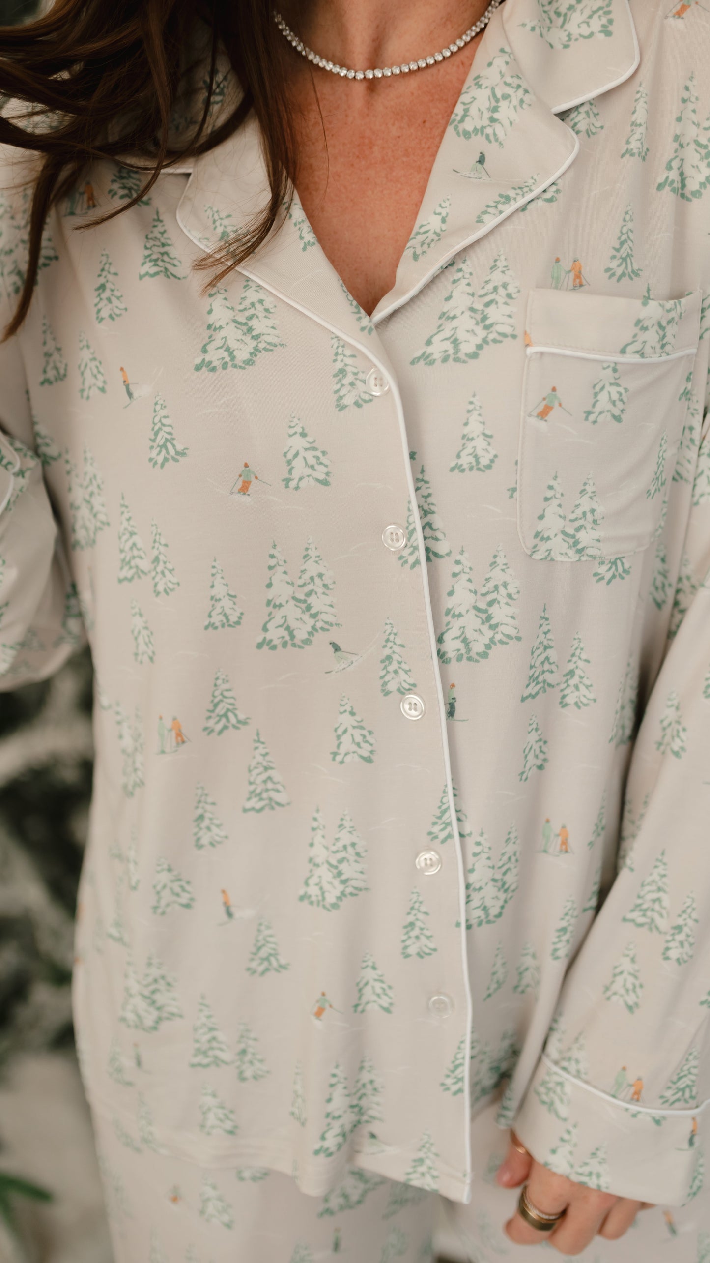 Women's Button Up Set In Ski Trip