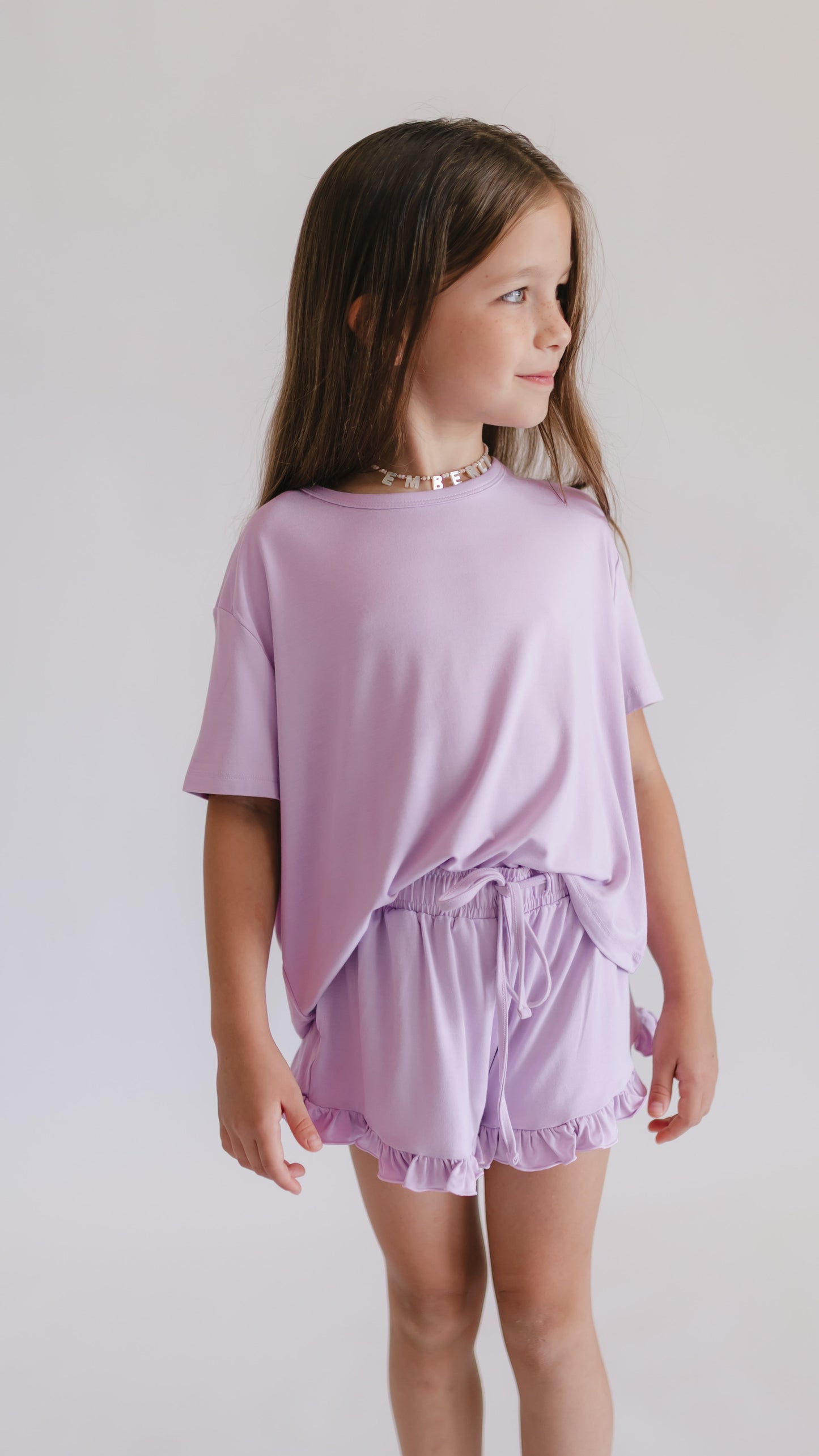Girl's Ruffle Short Set in Orchid Bloom