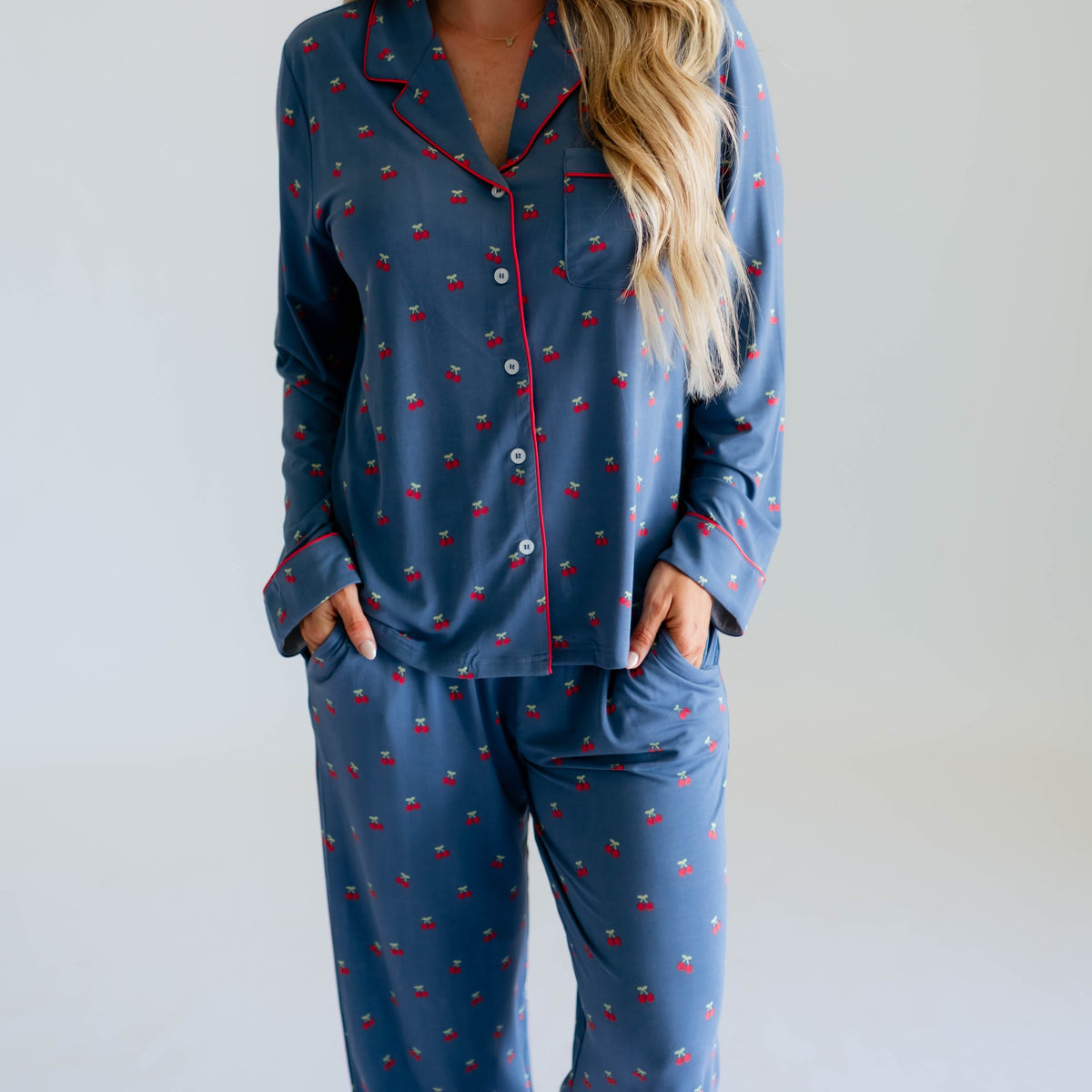 Women's Button Up Set In Cherries – Silks