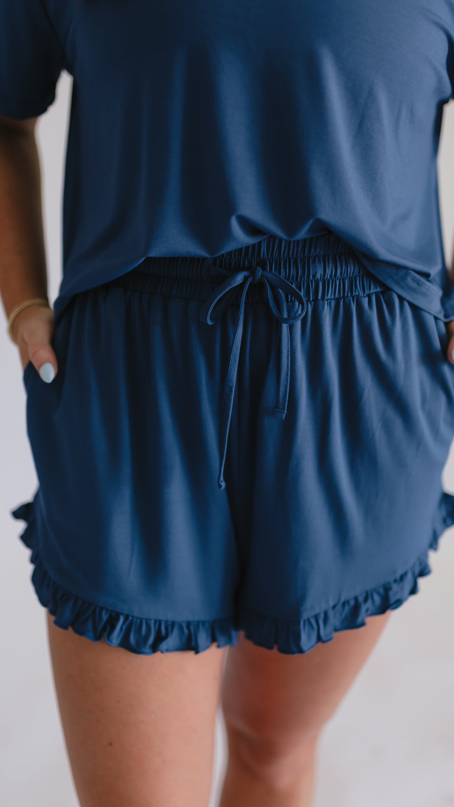 Women's Ruffle Short Set in Insignia Blue
